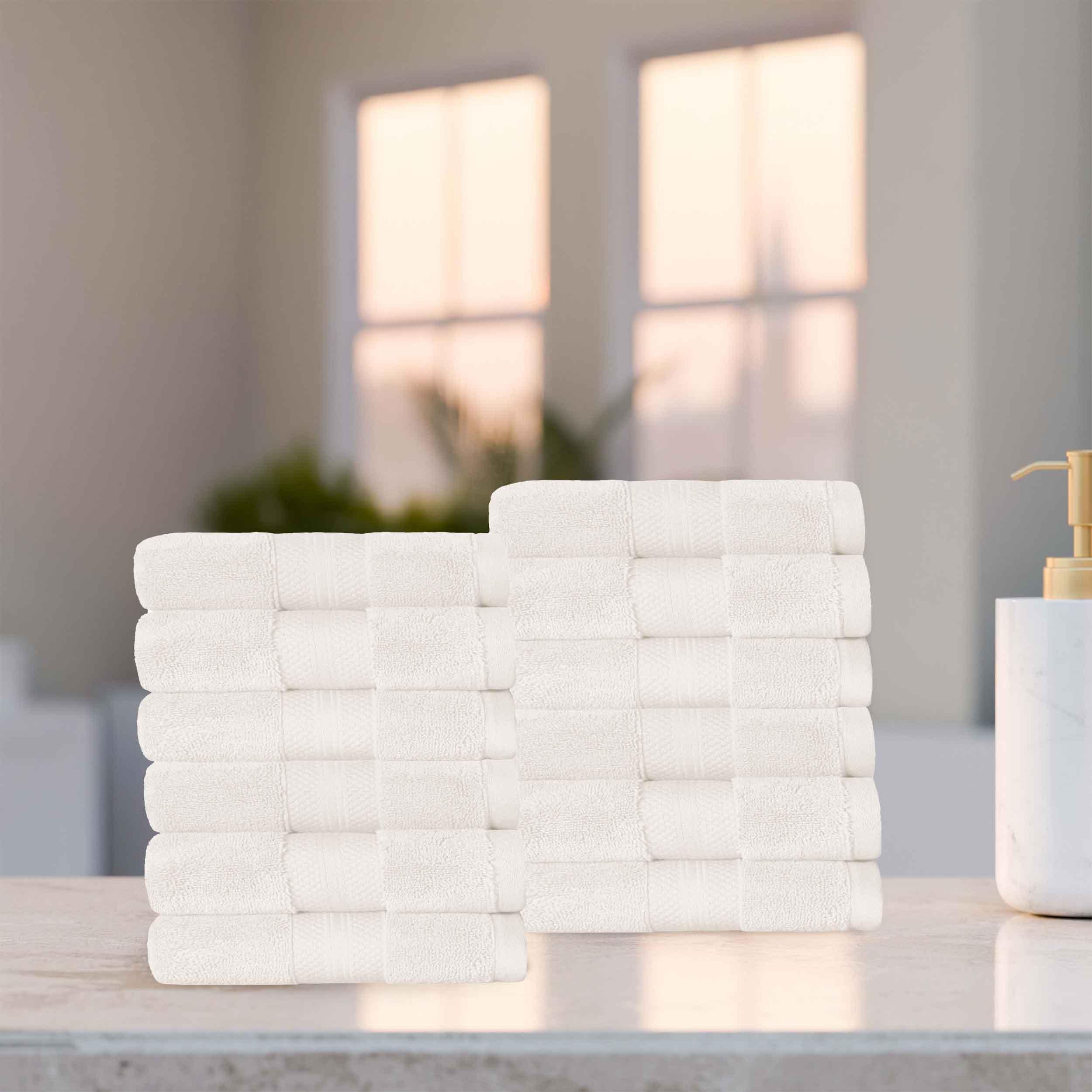 Premium 12-Piece Turkish Cotton Face Towel Set - Ultra Plush, Highly Absorbent & Soft for Spa, Makeup Removal & Skincare Routine