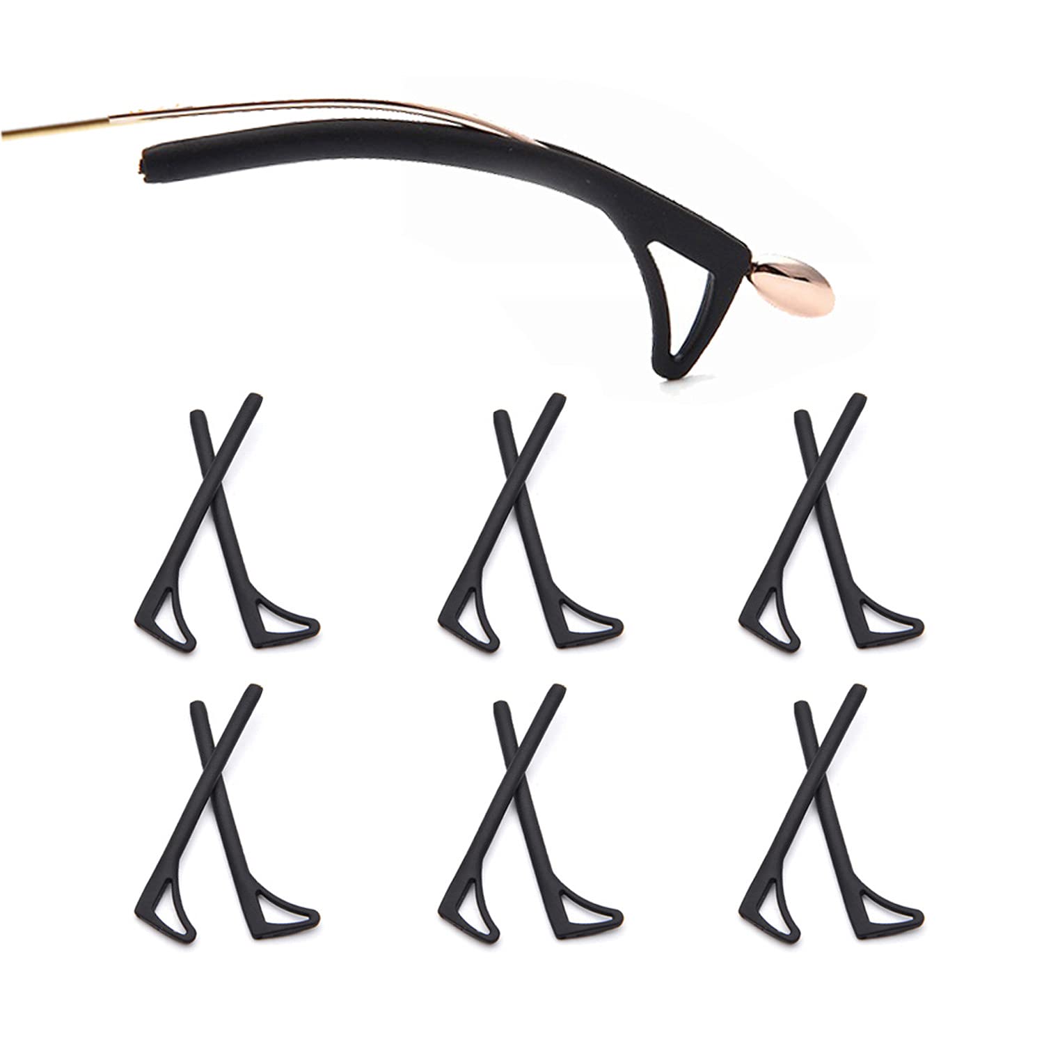 6 Pairs Anti-Slip Eyeglass Ear Grips with Hook Design - Comfortable Glasses Sleeves for Sports, Reading & Daily Wear - Secure Fit for Active Lifestyles