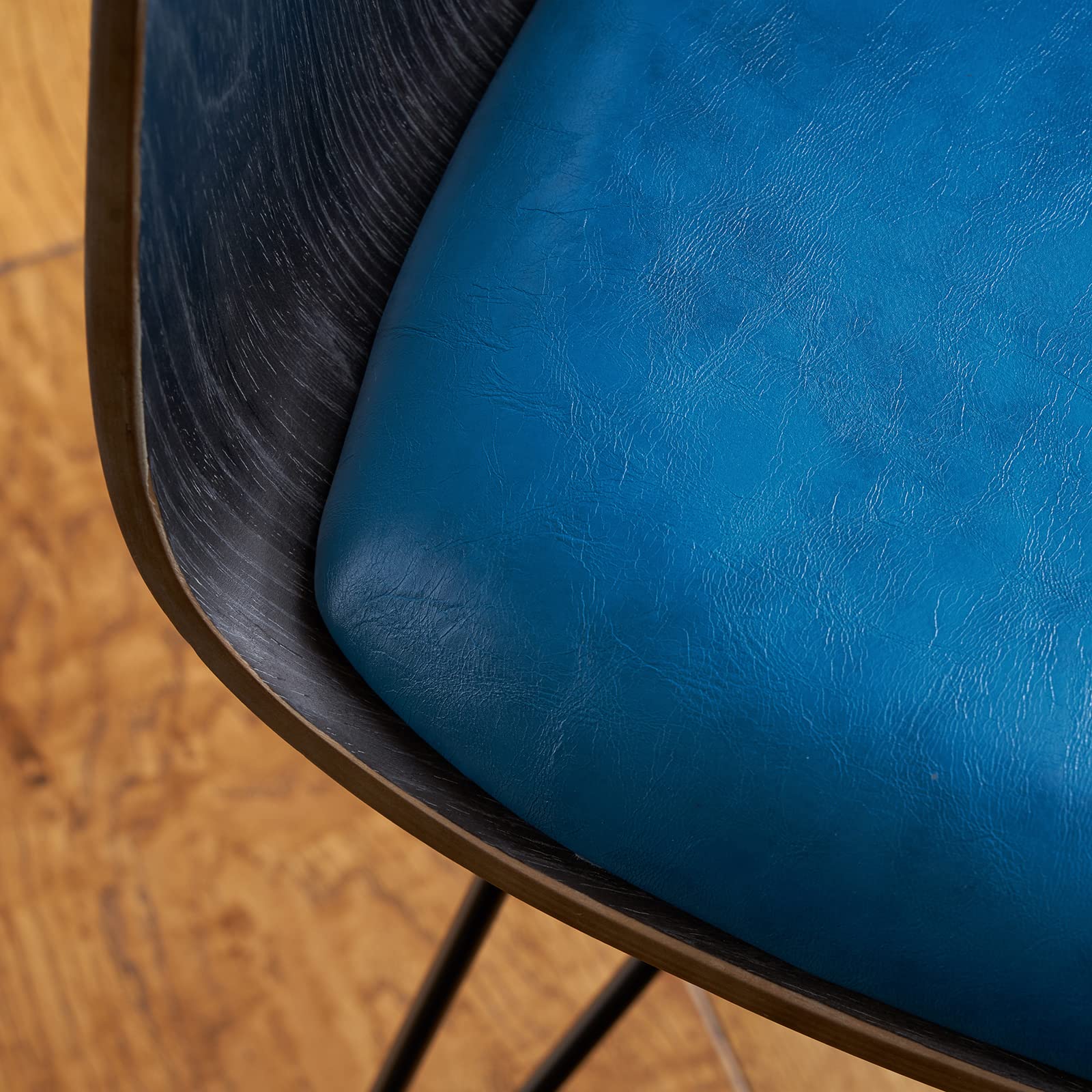 Modern Mid-Century Dining Chair Set of 2 - Walnut Wood Finish Armless Side Chairs for Kitchen, Dining Room, Living Room & Restaurant - Blue Velvet Upholstered Seating - Perfect for Home Decor, Small Spaces & Compact Dining Areas