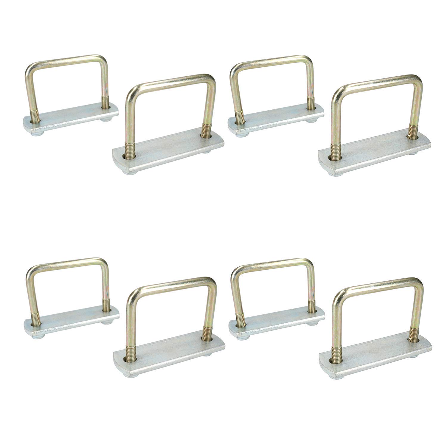 8 Pack M10 80mm x 75mm Heavy Duty U-Bolt and N-Bolt Kit with Steel Plates & Nuts - High Tensile Strength for Automotive, Plumbing, and Construction Applications