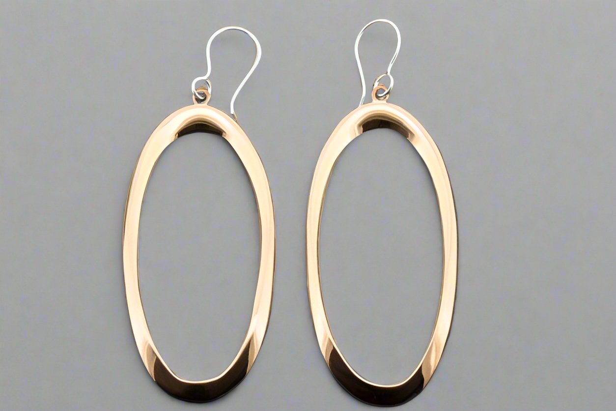 Elegant Narrow Oval Copper Drop Earrings for Women | Boho Chic Handmade Jewelry | Perfect for Casual Wear, Parties & Special Occasions