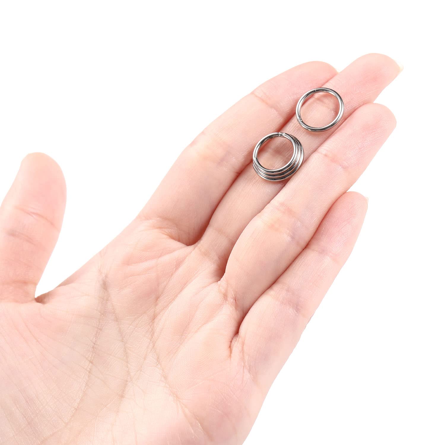 PEAKLINK 16G Septum Hoop Earrings - 316L Surgical Steel Clicker Nose Ring - 2PCS Seamless Tragus, Helix, Rook, Conch, Daith, Cartilage & Lobe Piercing Jewelry - 8mm & 10mm - Perfect for Everyday Wear & Special Occasions