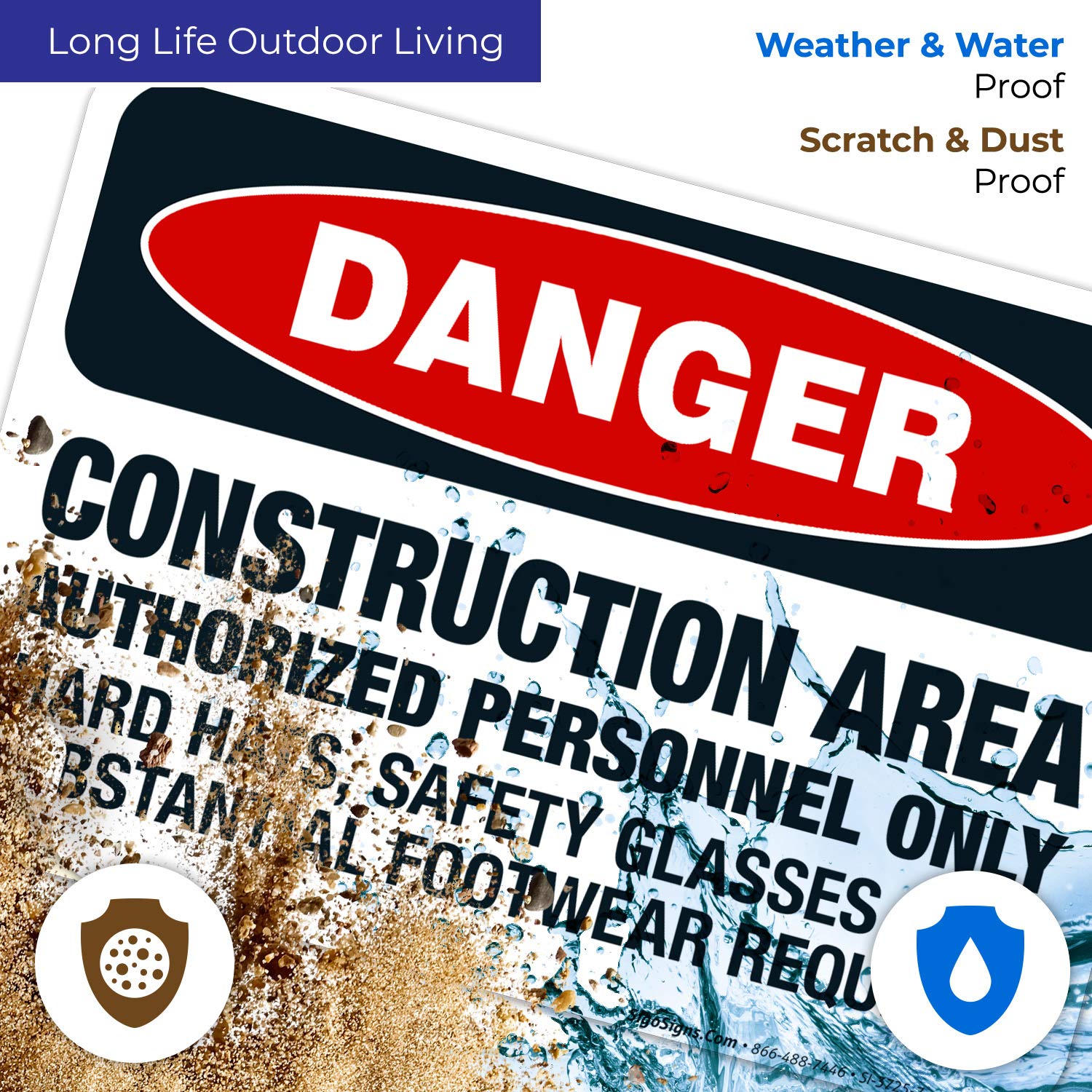 OSHA Approved Construction Safety Signs - 10x7 Inch 'Authorized Personnel Only' & 'Safety Glasses Required' Danger Warning Decals | 4 Mil Thick Vinyl, Weatherproof & UV Resistant | Made in USA | Perfect for Job Sites, Warehouses & Hazardous Work Areas