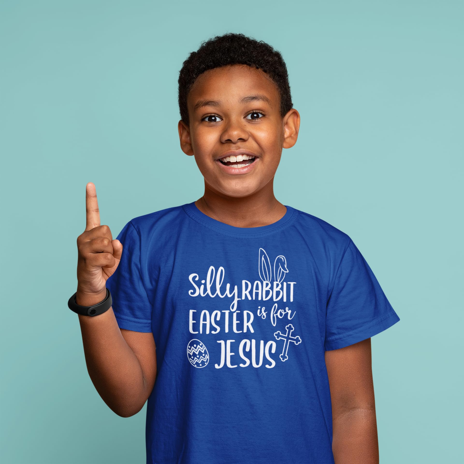 Shop4ever® Easter Jesus Kids T-Shirt - Cute Rabbit Christian Tee for Boys & Girls - Perfect for Easter Sunday Church & Holiday Family Photos
