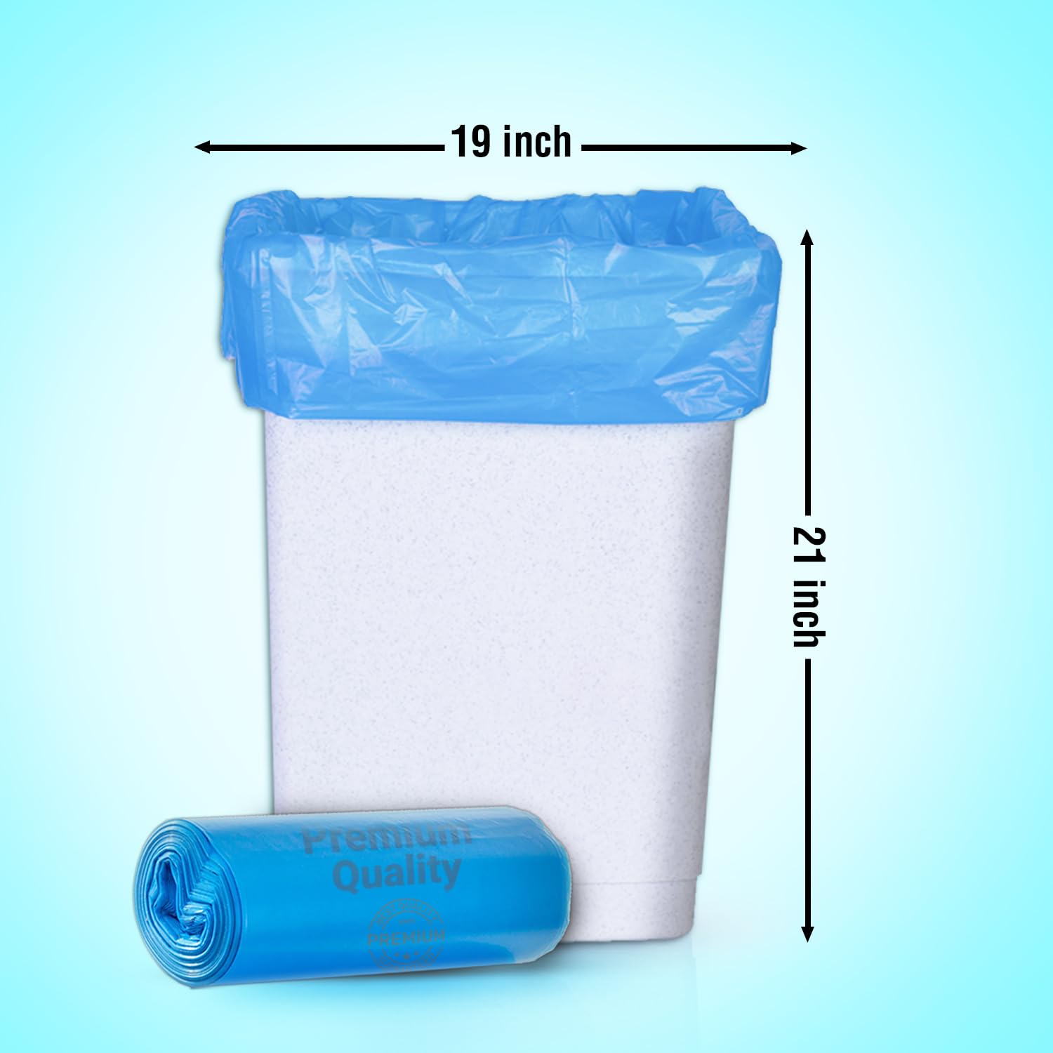 Ezee Blue Medium Trash Bags 180 Count (30 Bags x 6 Rolls) | 19x21 Inch Heavy Duty Garbage Bags for Kitchen, Office & Bathroom | Wet & Dry Waste Disposal | Leak Proof & Durable Bin Liners