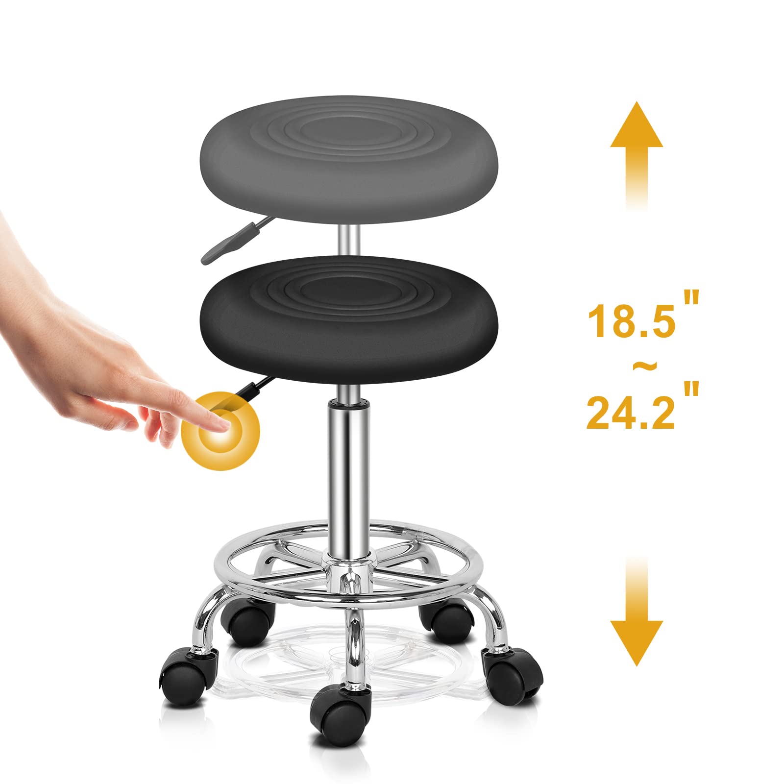 OmySalon Hydraulic Adjustable Tattoo Chair & Facial Bed with Stool - 3-Section Multi-Purpose Beauty Salon Spa Equipment for Massage, Waxing & Skincare - Black