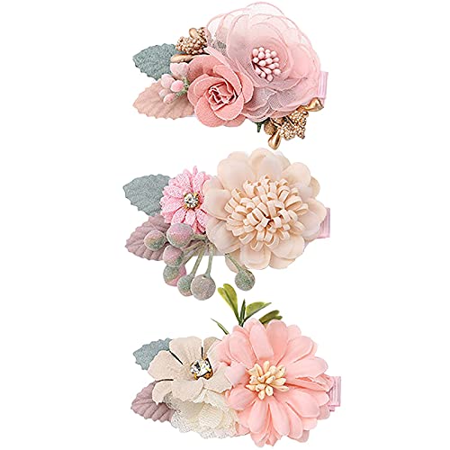 Artificial Flower Hair Clips for Baby Girls - Cute Hair Bow Accessories for Toddlers (One Size) - Perfect for Parties, Weddings & Everyday Style