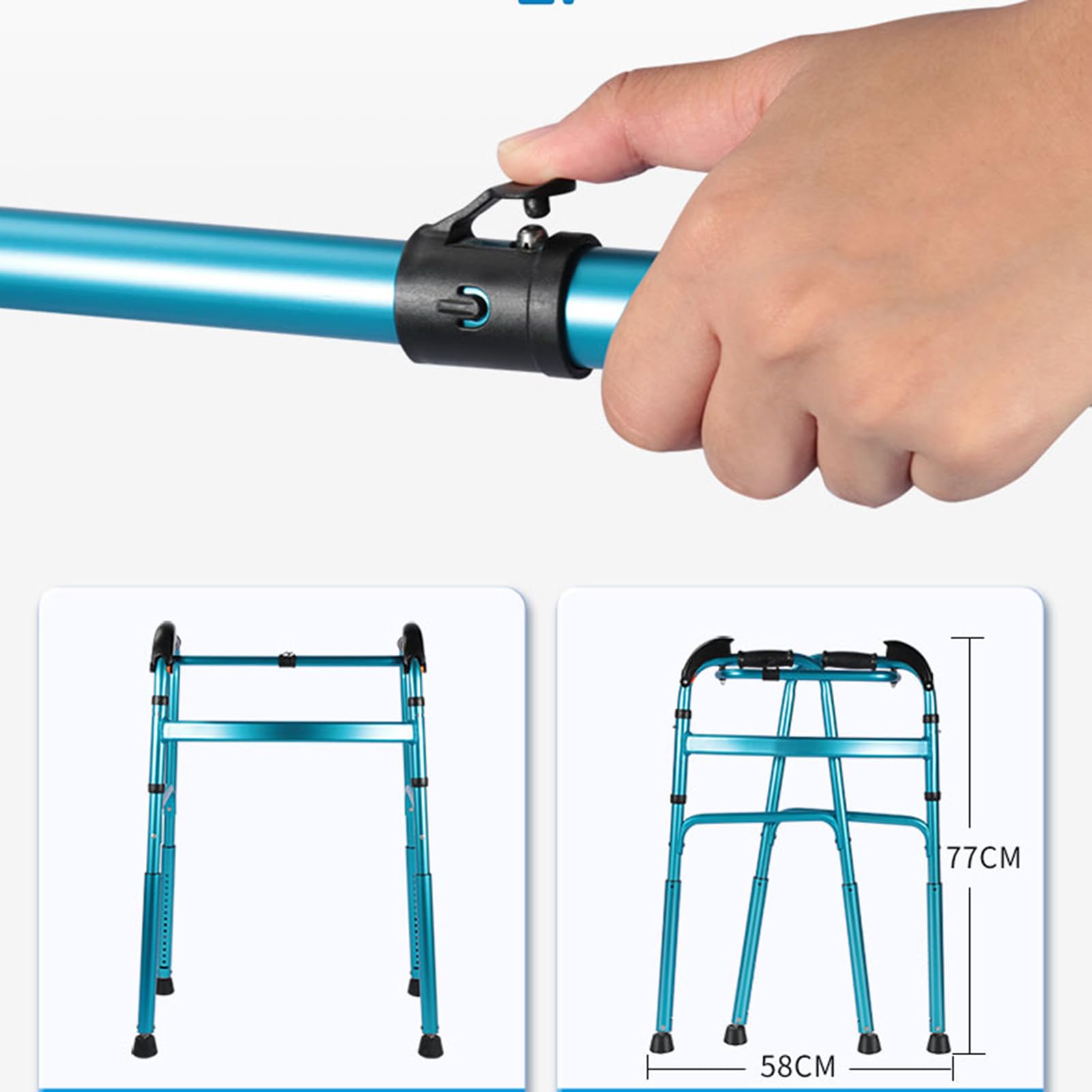 Foldable Aluminum Adult Walker with Stair Climbing Ability - Lightweight Mobility Aid for Seniors & Disabled - Ideal for Indoor/Outdoor Stairs & Daily Walking Assistance