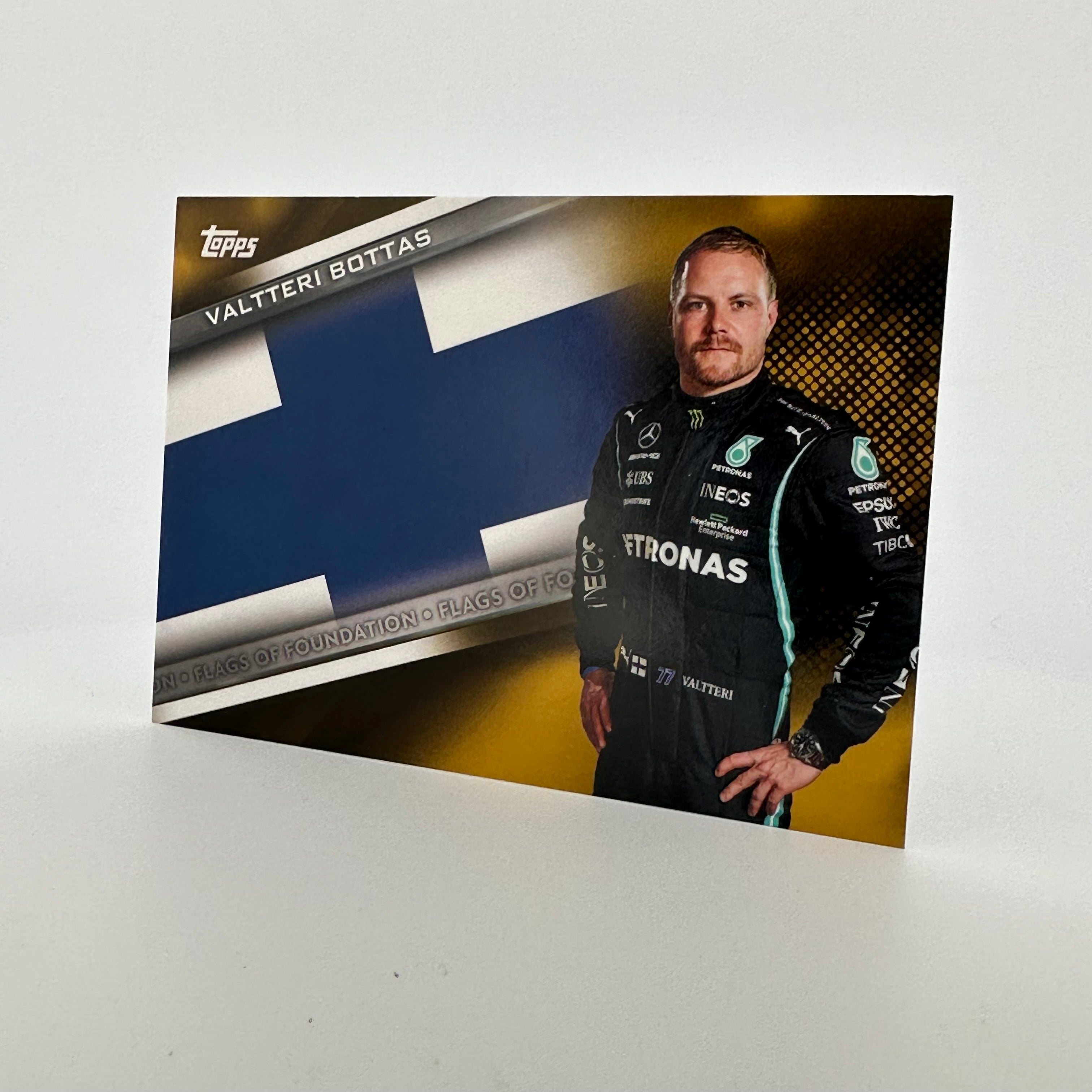 45/50 Gold Valteri Bottas #FF VB Flags Of Foundation - Limited Edition Collectible for F1 Racing Fans & Memorabilia Display