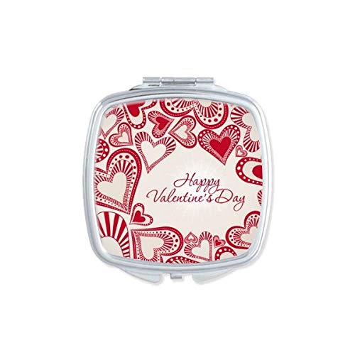 DIYthinker Happy Valentine's Day Cute Red Hearts Mirror - Portable Compact Pocket Makeup Mirror with Double Sided Glass - Perfect for Travel, Purse & Gift Giving