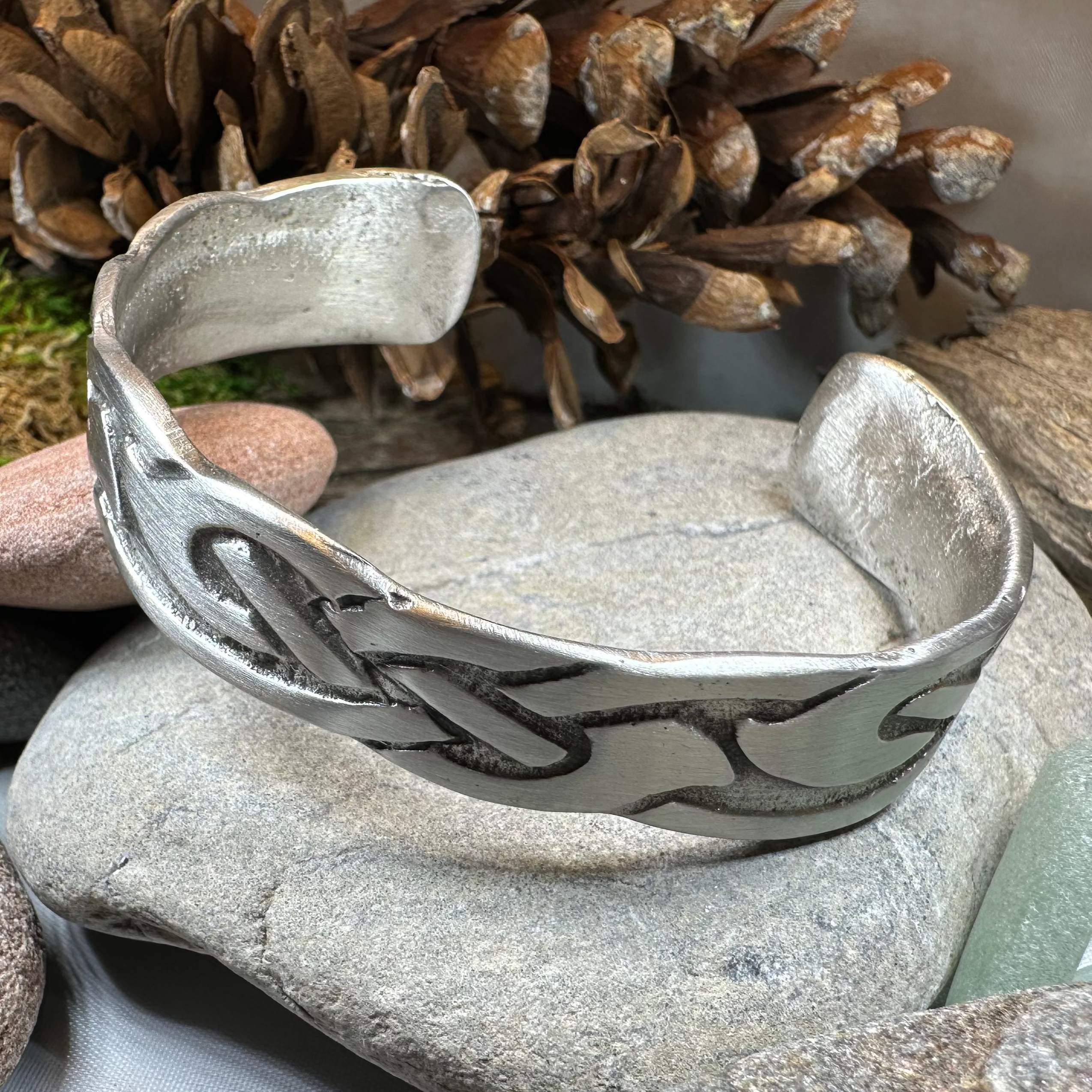 Celtic Pewter Cuff Bracelet for Women - Handcrafted Irish Knot Design - Perfect for Weddings, Parties & Everyday Wear