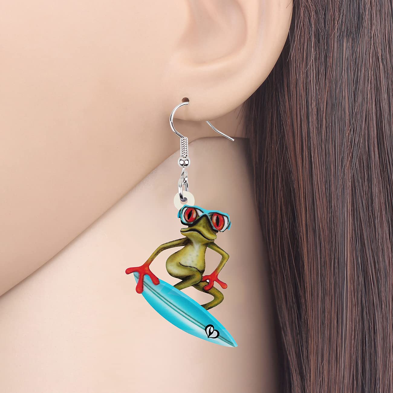 BONSNY Acrylic Sweet Frog Skateboard Drop Dangle Earrings for Women - Cute Novelty Jewelry Gifts for Skaters, Punk Fashion & Unique Style Lovers - Perfect for Concerts, Parties & Everyday Wear