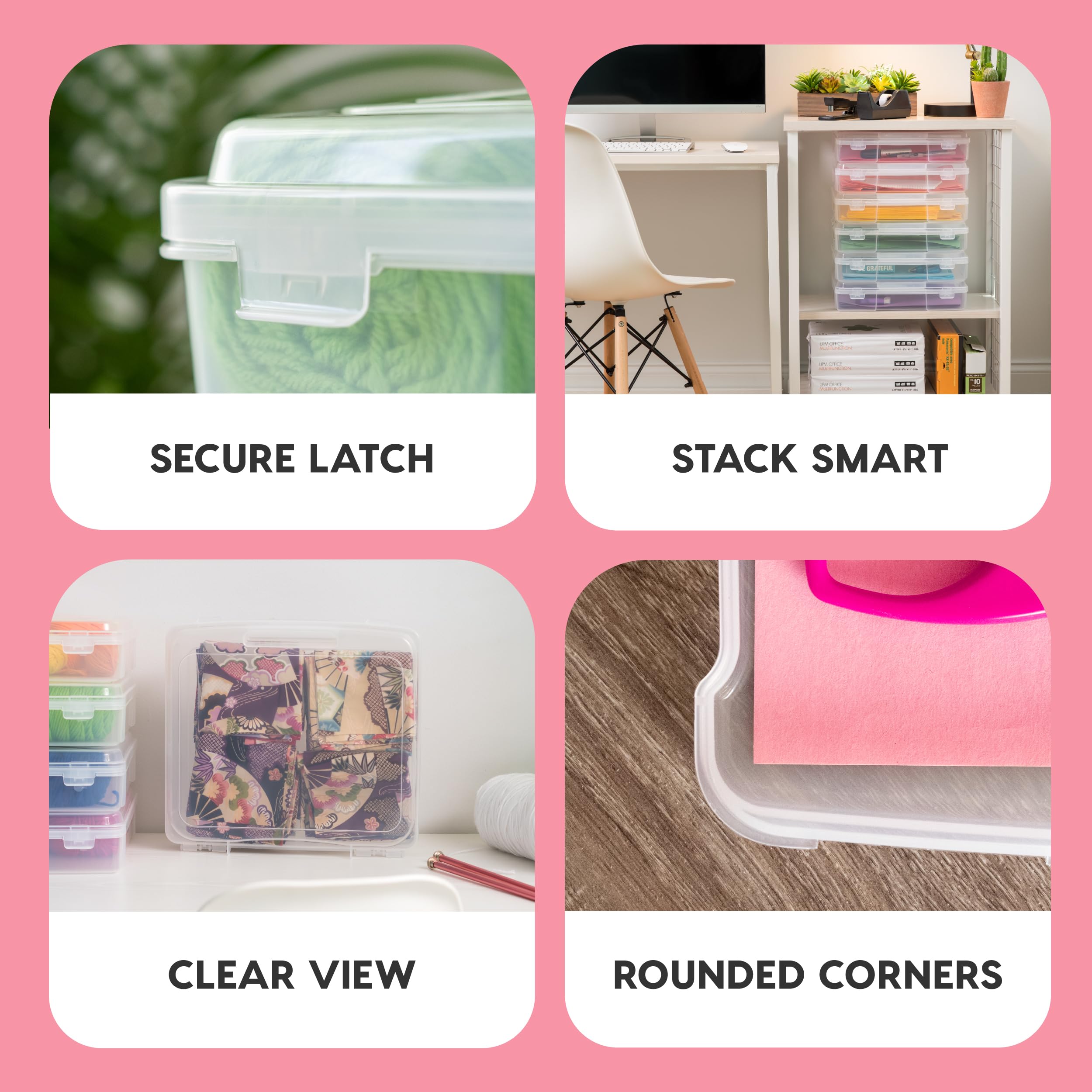 IRIS USA 6-Pack Clear Plastic Storage Case with Snap-Tight Latch – Board Game Organizer, Document Holder for 8.5x11 & A4 Papers, Craft Supplies, Art Materials – Perfect for Home, Office, and Travel Organization
