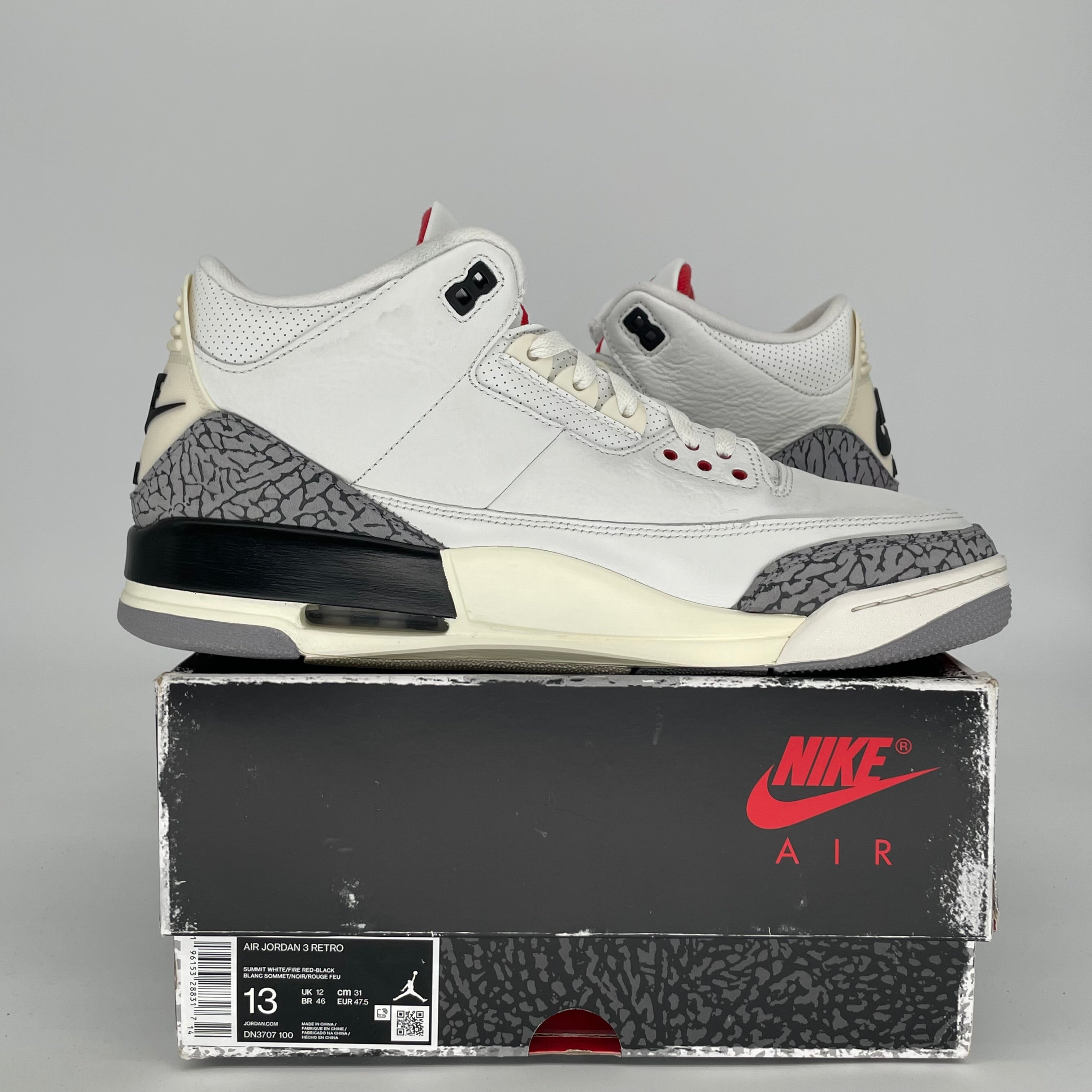 Original Air Jordan 3 White Cement Reimagined Men's Basketball Shoes Size 13 DN3707 - Retro Sneakers for Casual Wear, Street Fashion & Sneaker Collectors