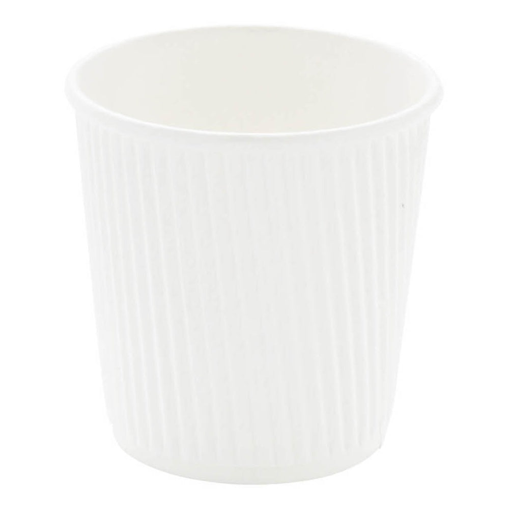 4 oz White Paper Coffee Cups with Ripple Wall - 2.5
