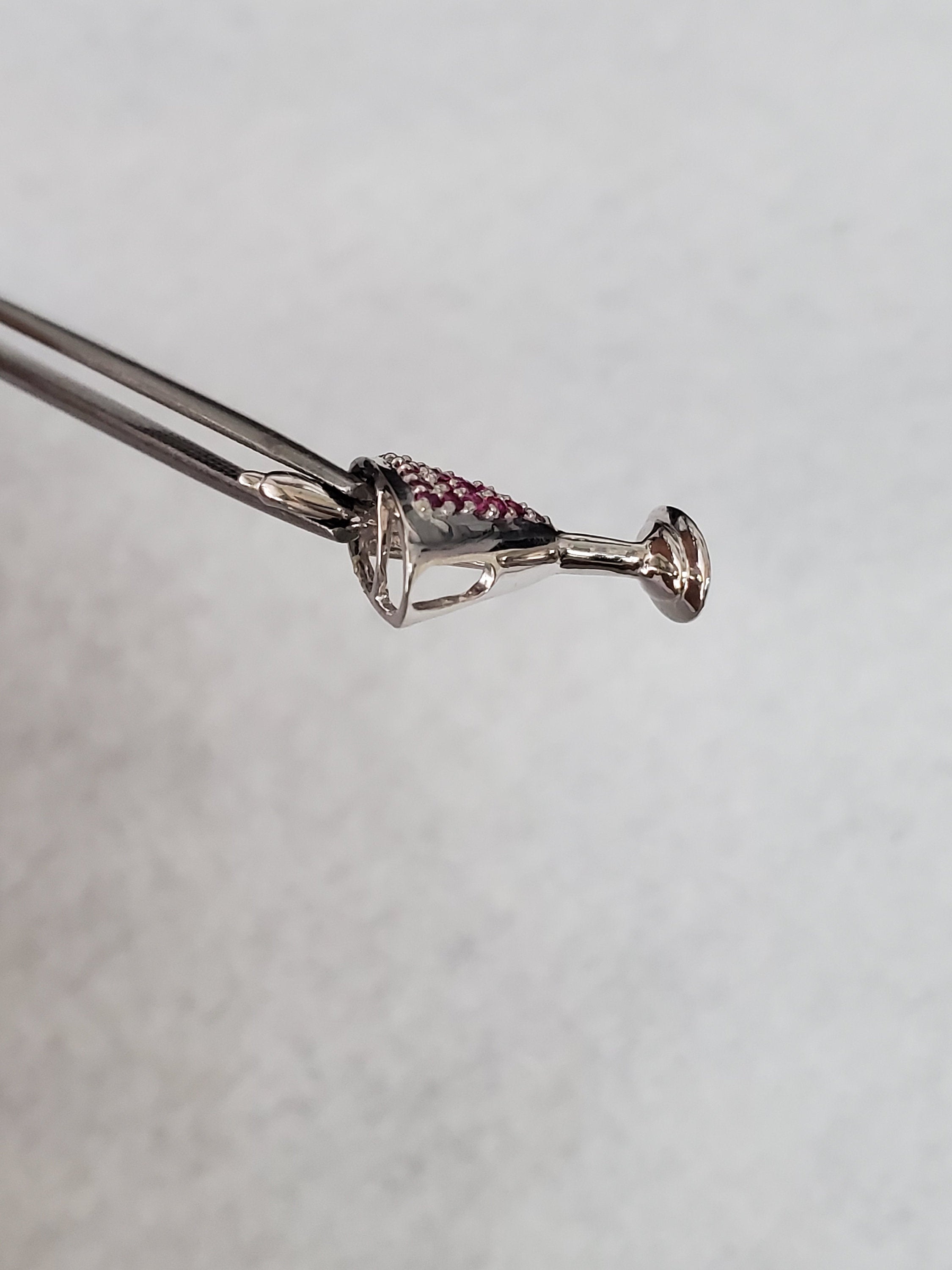 14k White Gold Martini Ruby Necklace - Elegant Dainty Pendant for Women, Perfect for Valentine's Day Gifts, Anniversary, Birthday & Special Occasions