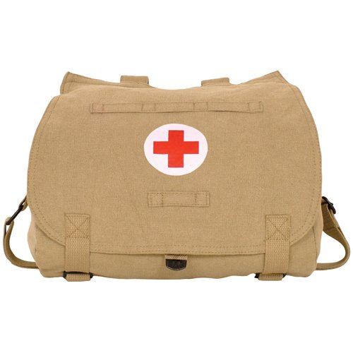 Vintage Hungarian Shoulder Bag with Red Cross Design - Khaki Color for Travel, Hiking & Everyday Use