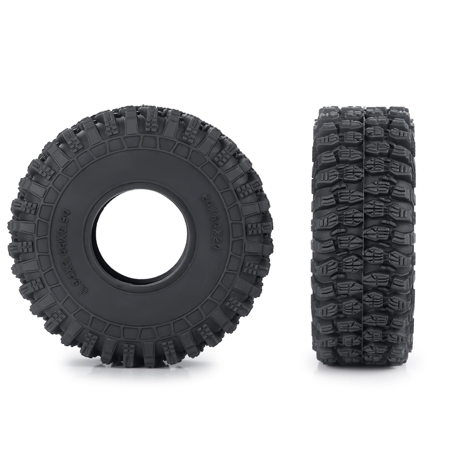 4pcs 64mm Rubber Tires Set with Foam Inserts for 1:18 TRX4-M TRX4M RC Crawler Car - Durable Off-Road Performance for Rock Crawling & Trail Adventures