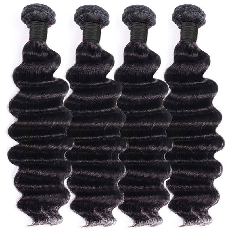 Eullair Loose Deep Wave Hair Bundles with Closure - 3/4 PCS Human Hair Extensions with 4x4 5x5 2x6 Lace Closure - Perfect for Styling, Parties & Everyday Wear