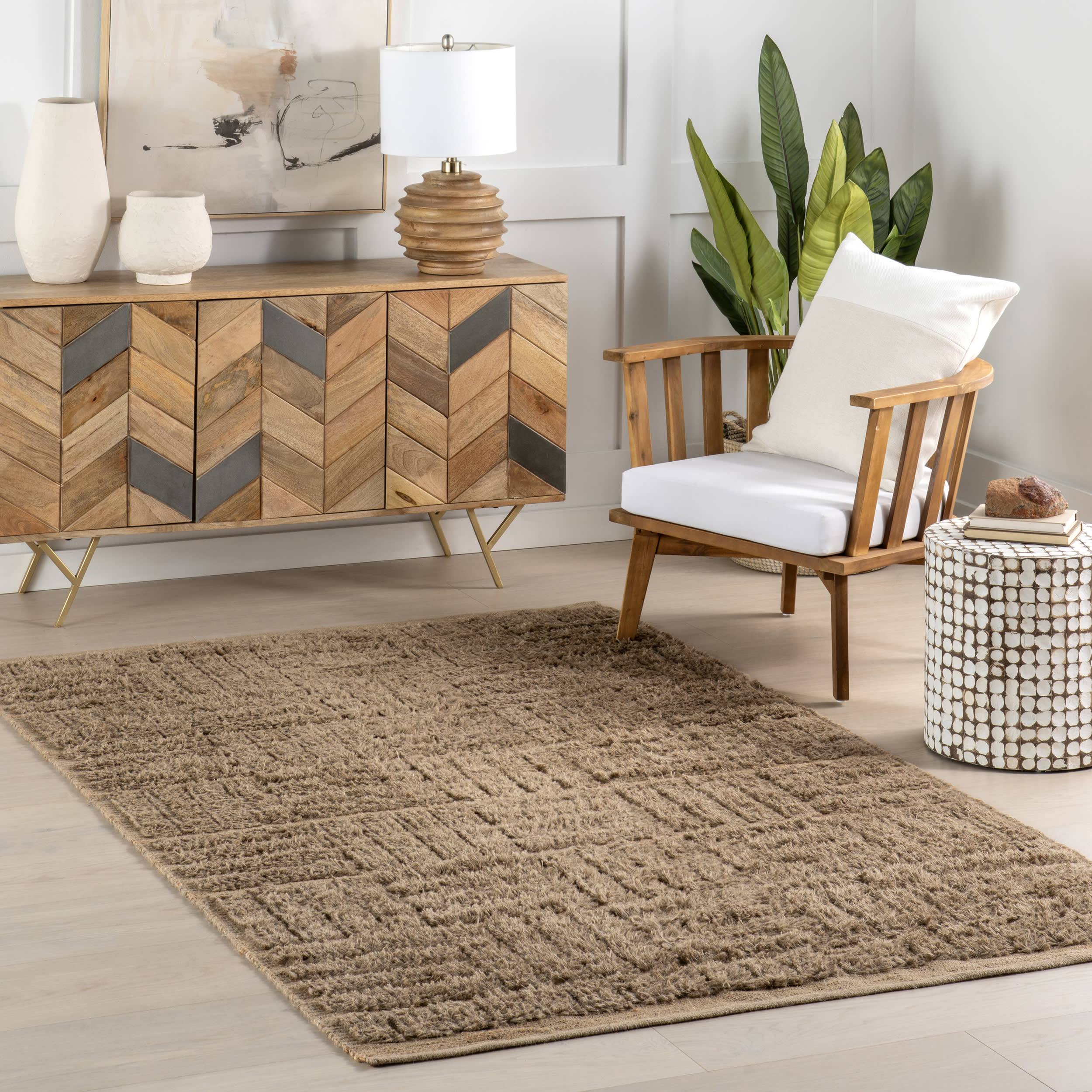 Natural Cynthia Textured Jute Rug - Handwoven Eco-Friendly Floor Mat for Living Room, Bedroom & Boho Home Decor