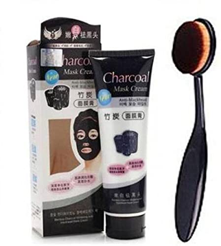 Elecsera Charcoal Peel Off Face Mask & Makeup Foundation Brush Set - 2 in 1 Blackhead Remover & Pore Cleanser for Deep Cleansing - Perfect for Spa Day, Self Care Routine & Pre-Makeup Skin Prep