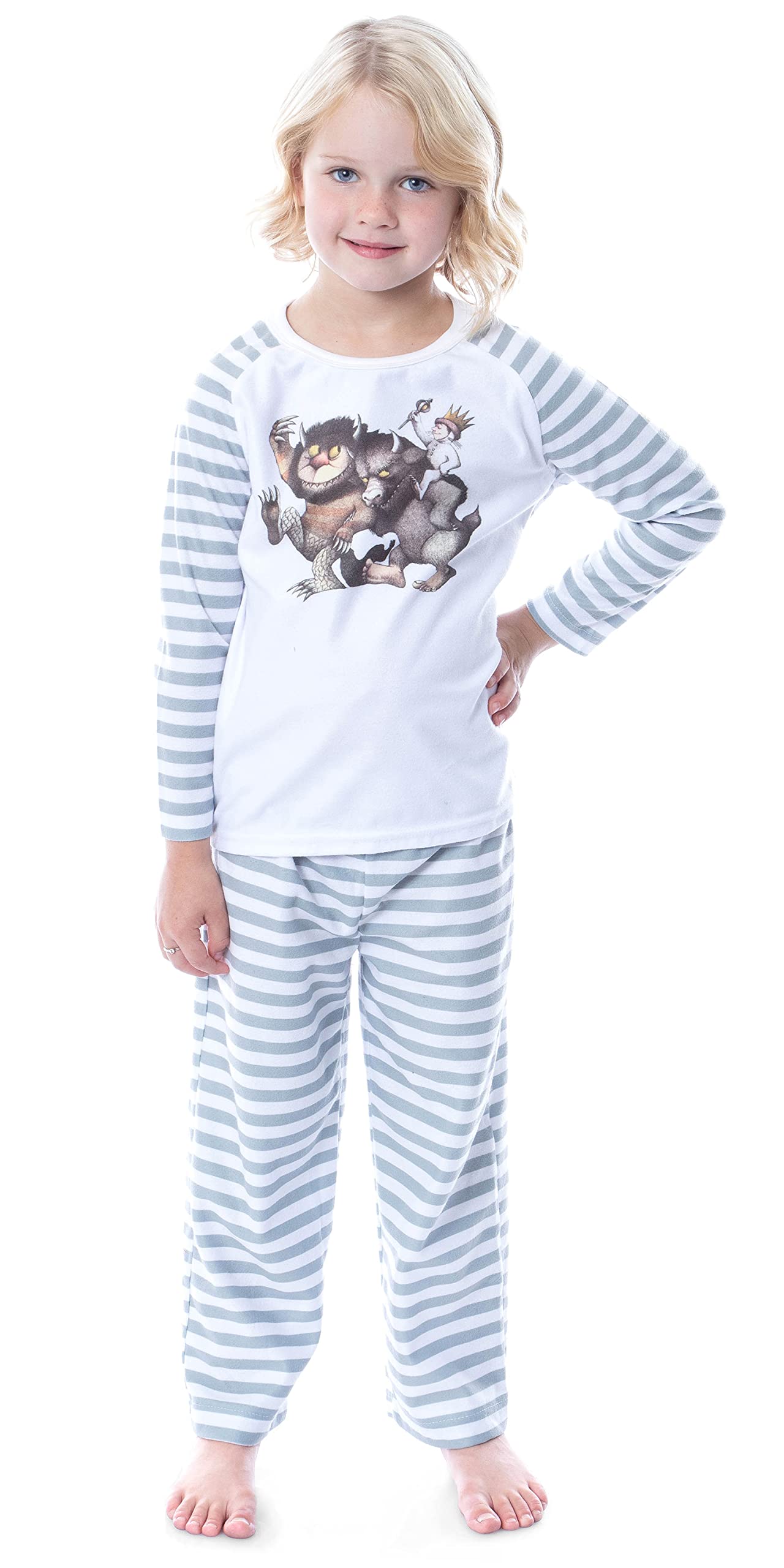 INTIMO Where The Wild Things Are Striped Pajama Set for Boys - Soft Cotton Sleepwear for Kids, Bedtime & Lounging