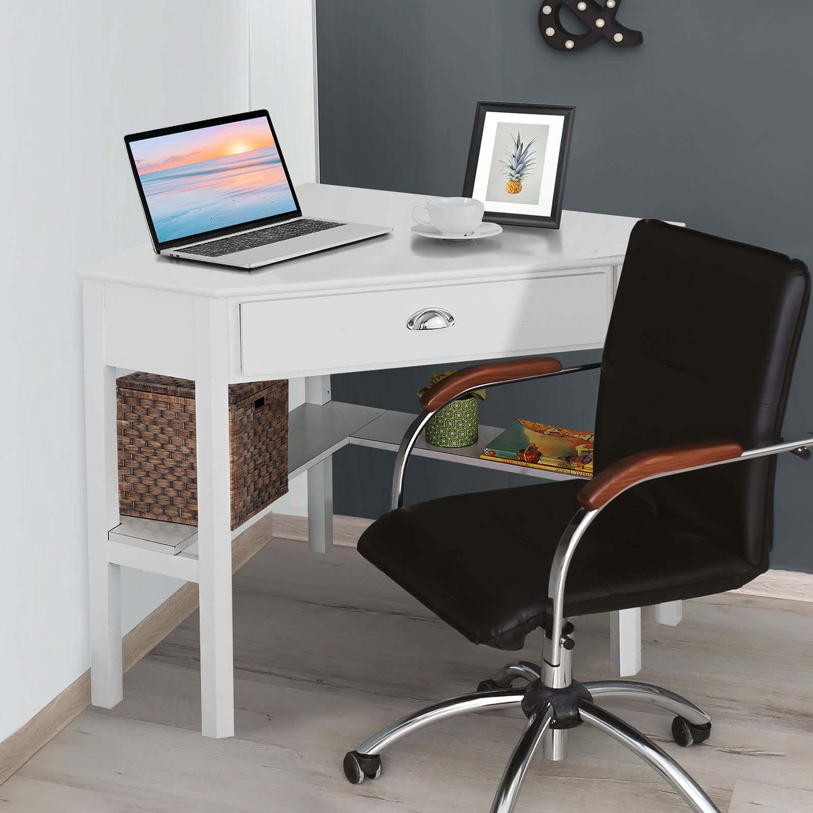 Giantex White Storage Cabinet with Drawer and Shelf - Perfect for Bedroom, Living Room, or Office Organization