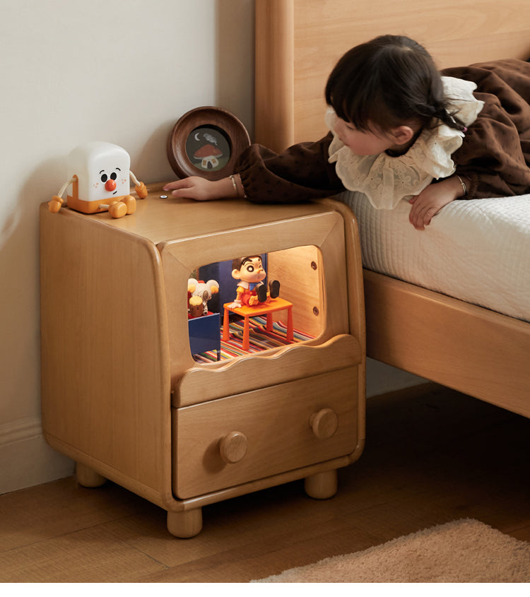 Solid Wood Kids Nightstand - Beech & Poplar - Perfect for Bedroom, Nursery, and Playroom Organization