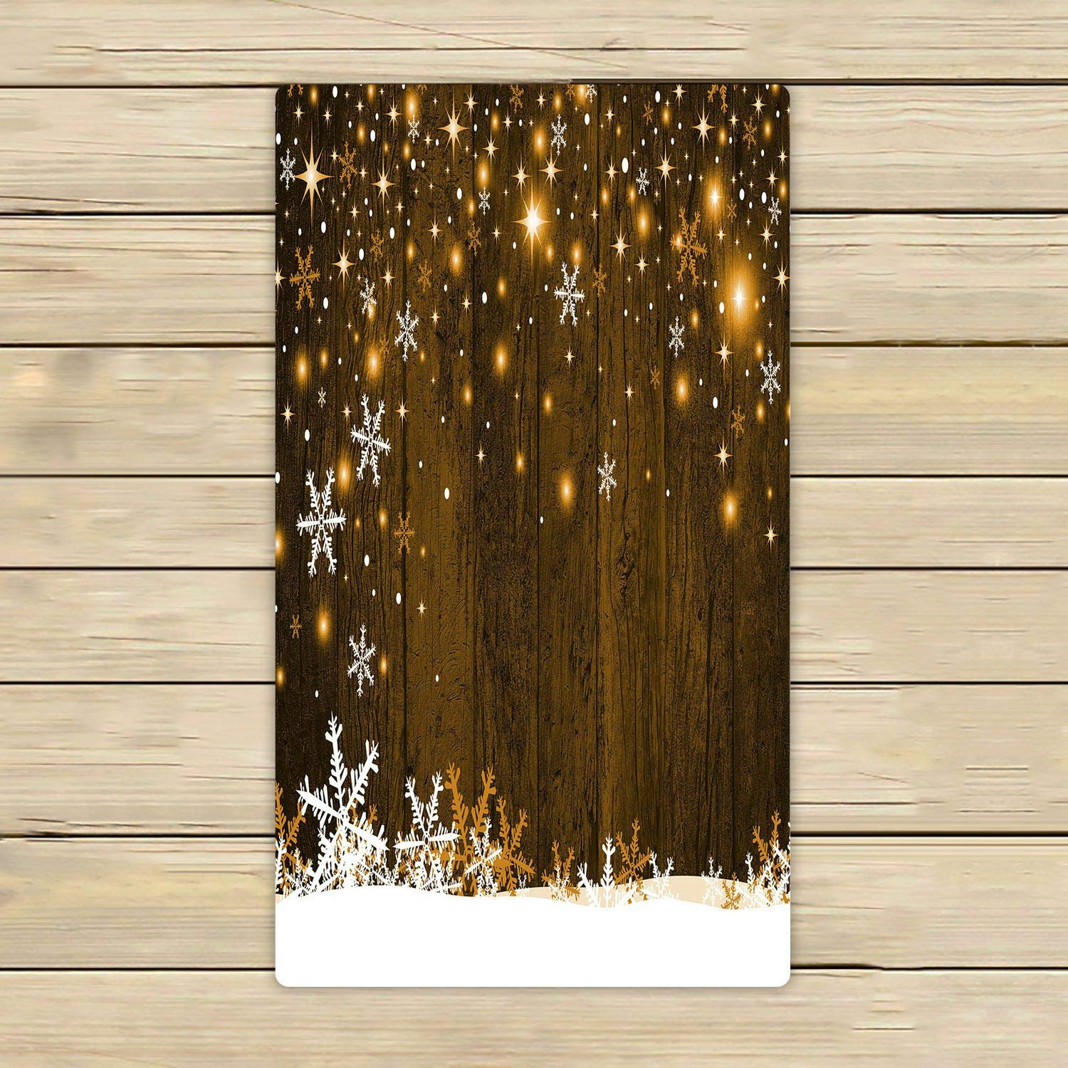 ABPHQTO Christmas Snowflake Wooden Board Towels - 16x28 Inch Absorbent Beach, Bath, Pool, Spa & Travel Towels - Perfect for Holiday Decor, Beach Trips & Spa Days