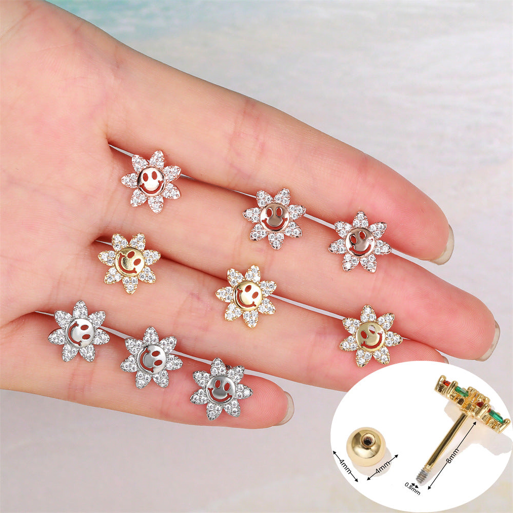 20G Cartilage Flower Stud Earrings for Conch, Daith & Helix Piercings | Hypoallergenic Stainless Steel Body Jewelry | Perfect for Everyday Wear & Special Occasions