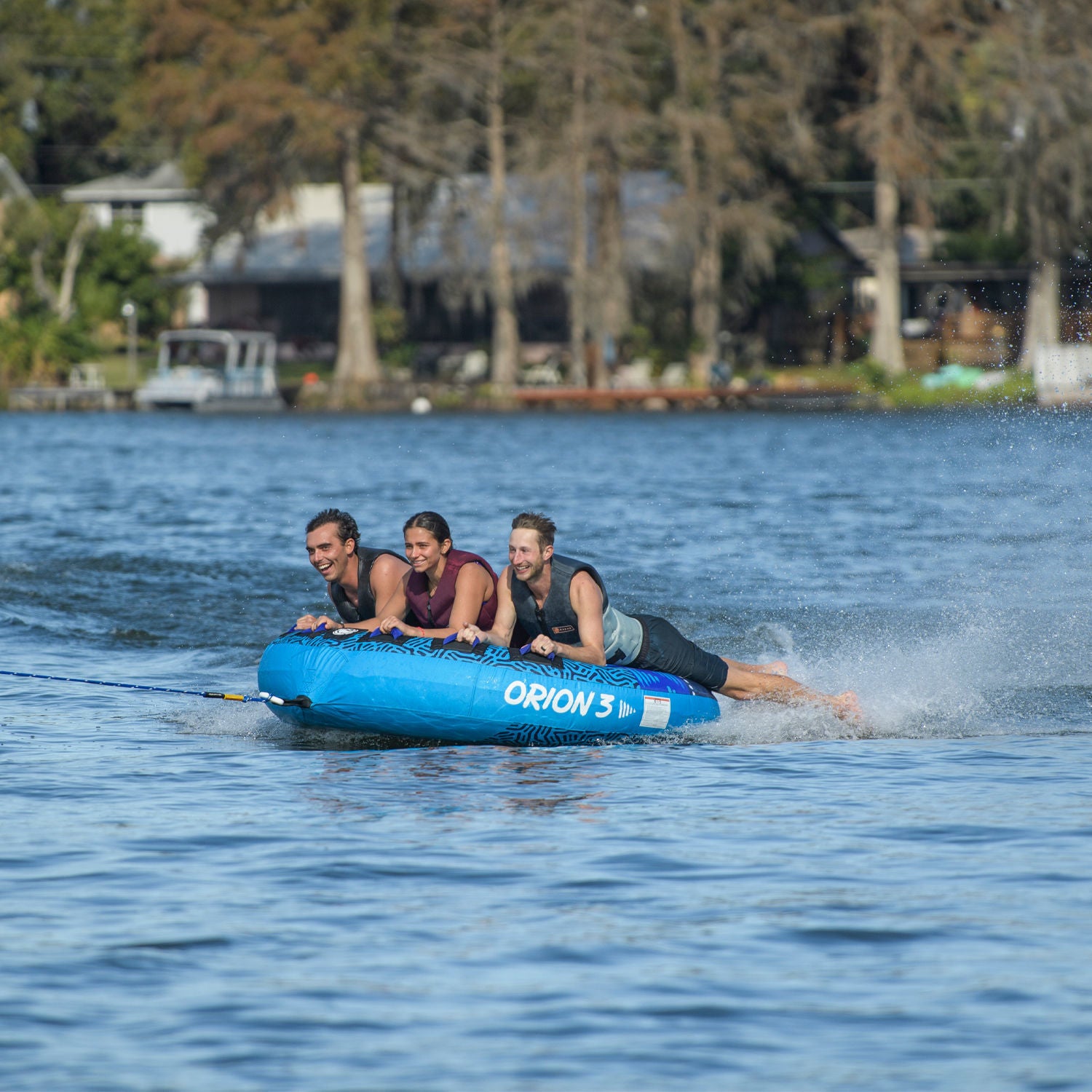 Radar Orion 3 Marshmallow Top Towable Tube - 3 Person Inflatable Water Tube for Boating, Lakes & Beach Fun - Durable & Comfortable for Summer Water Sports