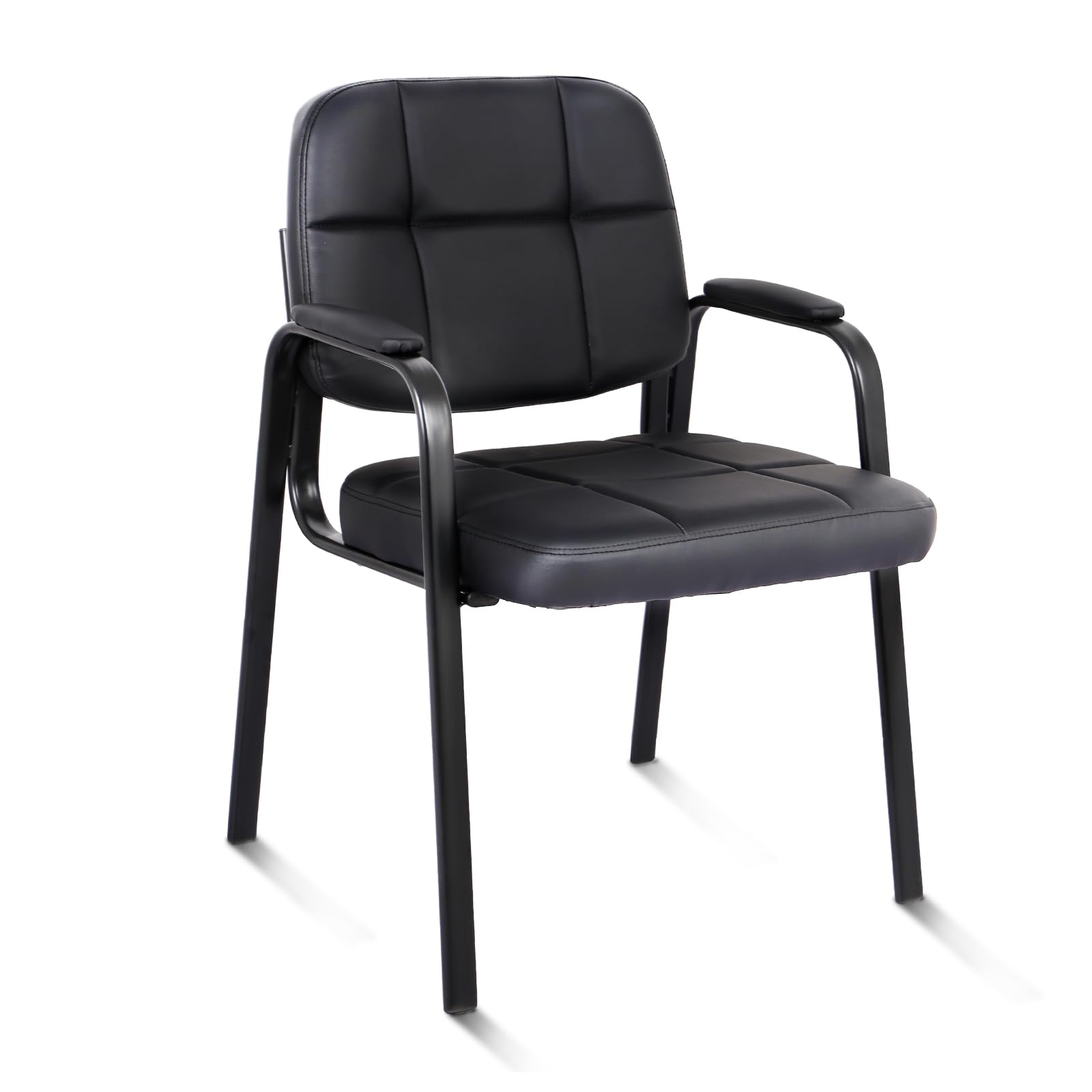 CLATINA Leather Office Guest Chair - Padded Arm Reception Chair for Conference Room, Waiting Area & Desk - No Wheels Ergonomic Seating for Office, Hotel & Business - Set of 1 - Perfect for Lobby, Reception & Visitor Areas