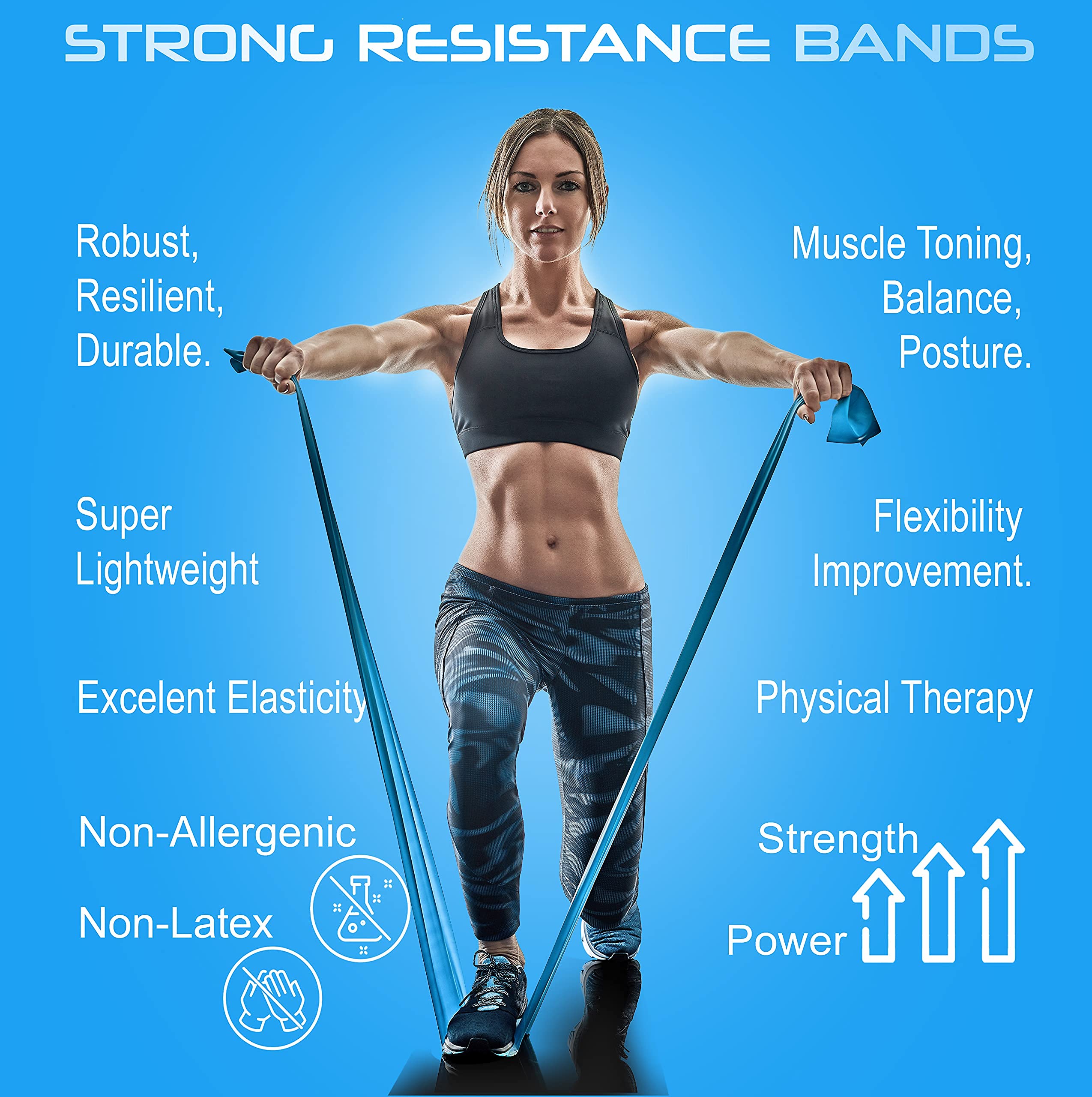 Premium 5-Piece Resistance Bands Set with Foot Stretcher - Professional Elastic Exercise Bands for Physical Therapy, Strength Training, Yoga & Pilates | Ideal for Home Workouts, Plantar Fasciitis Relief & Leg Rehabilitation