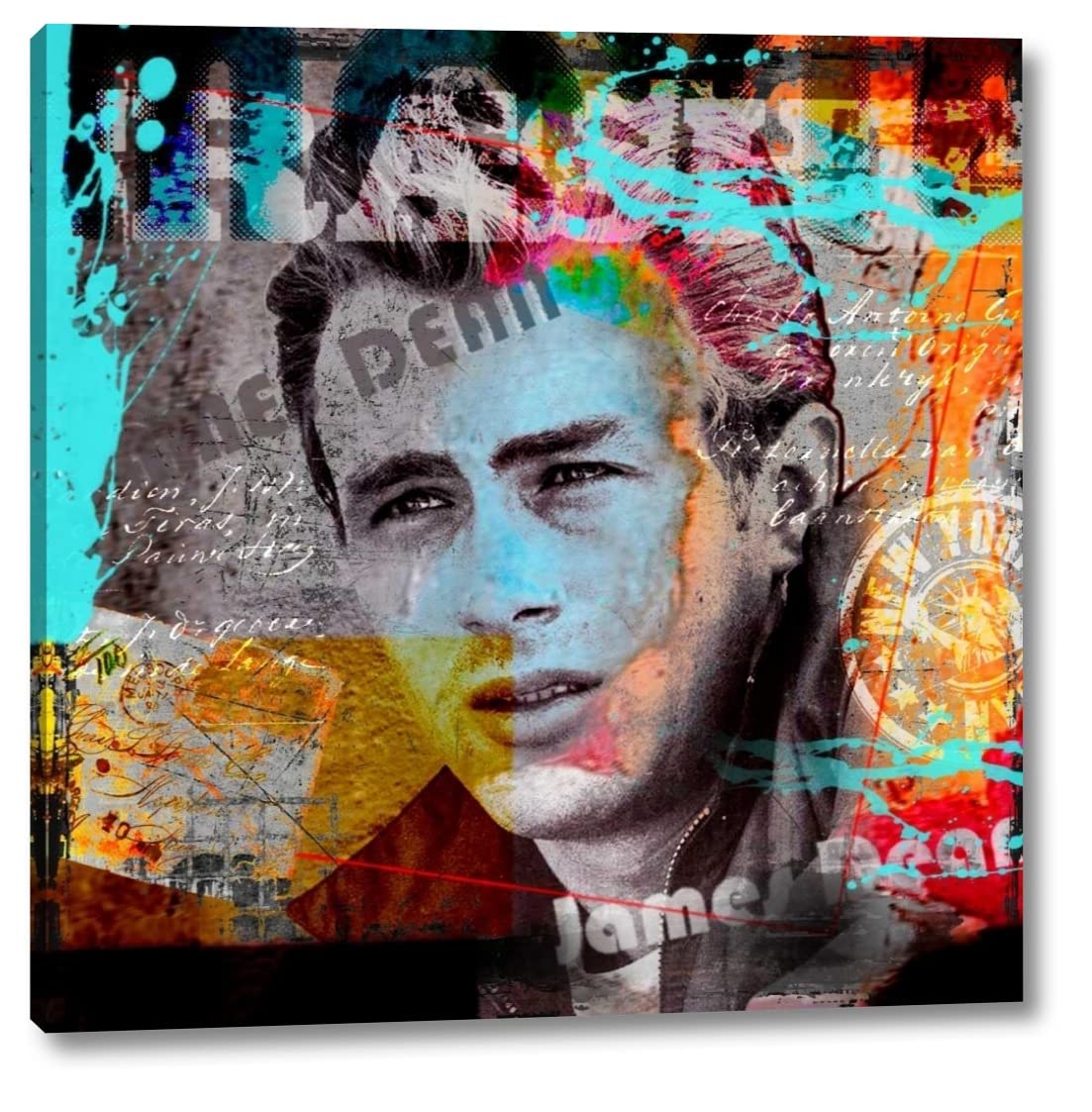 James Dean Canvas Art Print by Micha Baker - 16x16 Inch Gallery Wrapped Wall Decor - Ready to Hang - Perfect for Living Room, Bedroom & Office Decor