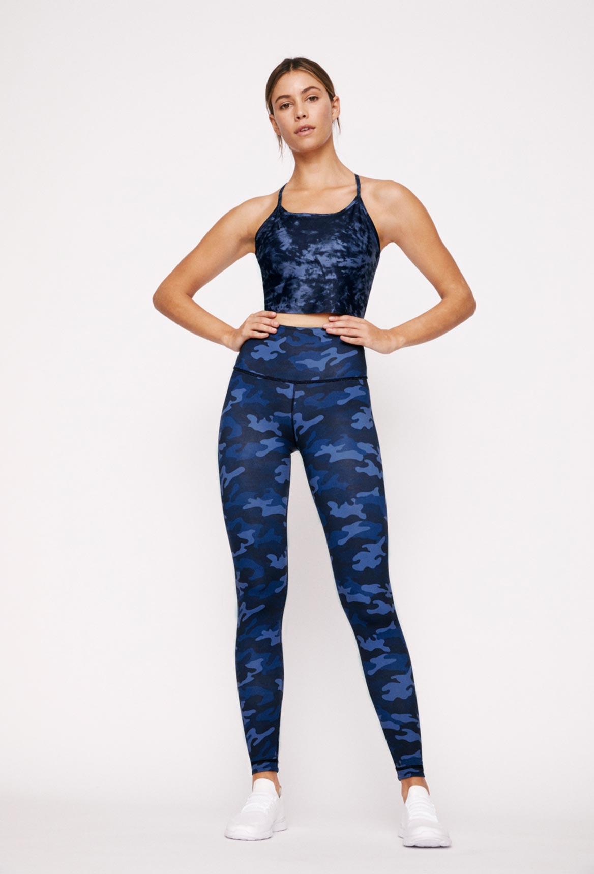 Avery Cropped Tank Top - Navy Blue Ray Tie Dye Women's Casual Summer T-Shirt for Beach, Yoga & Streetwear Fashion