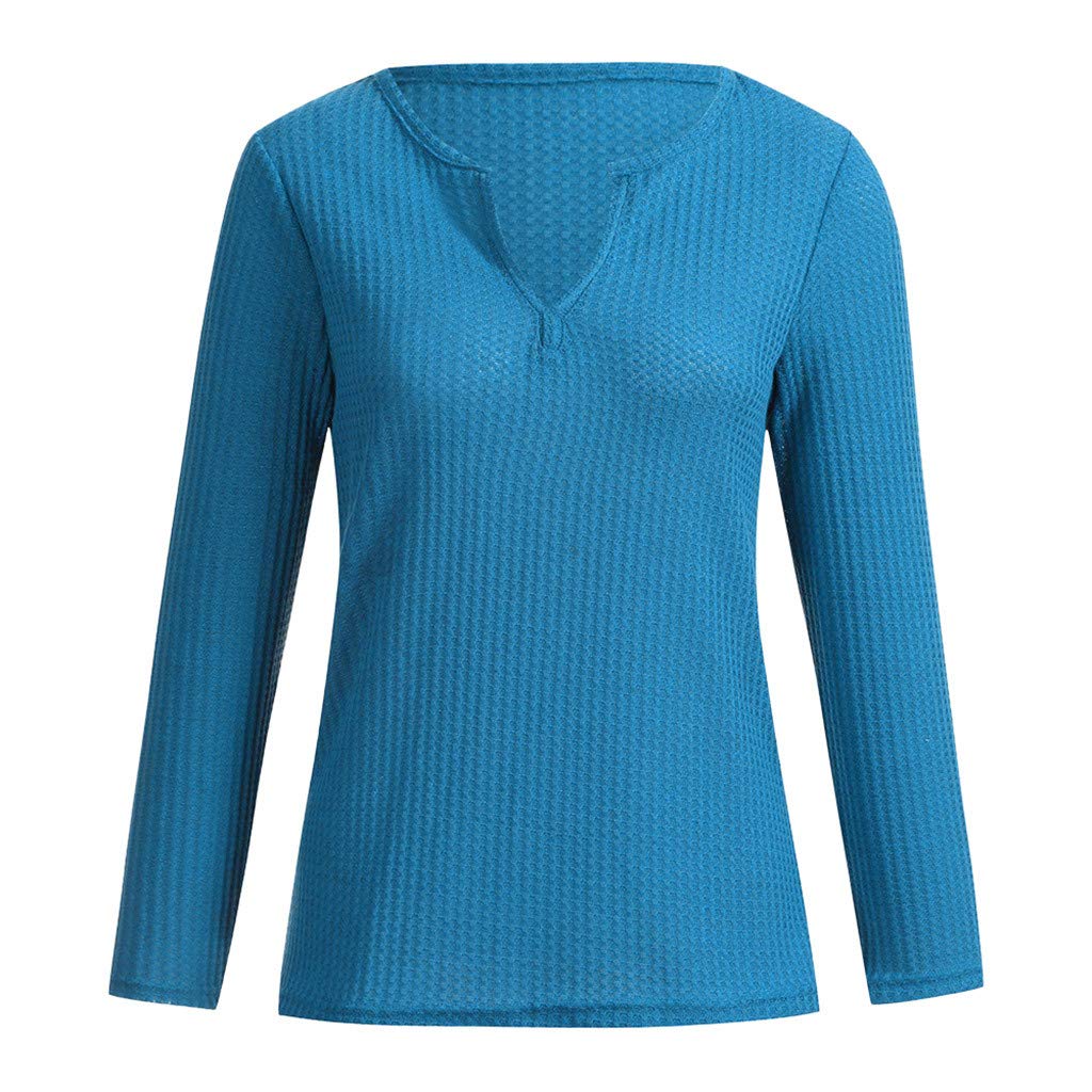 Plus Size Women's V Neck Waffle Knit Pullover Sweater - Casual Long Sleeve Henley Top for Fall & Winter | Cozy Office Wear & Weekend Outfits