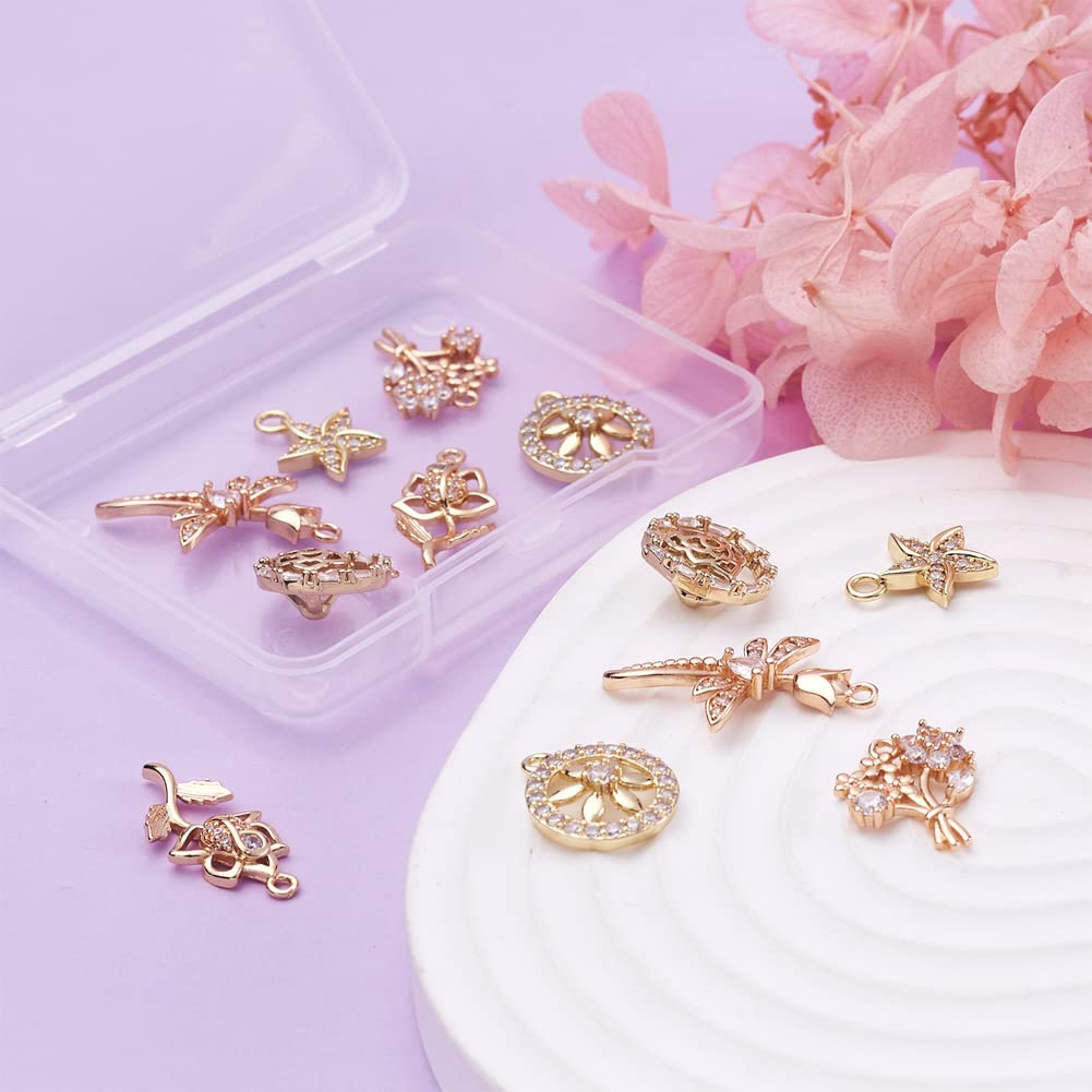 Pandahall Micro Pave Clear Cubic Zirconia Brass Gold Plated Charms - Jewelry Making Supplies for Bracelets, Earrings & Necklaces - DIY Women's Fashion Accessories (Perfect for Gift Giving, Party Wear & Handmade Crafts)