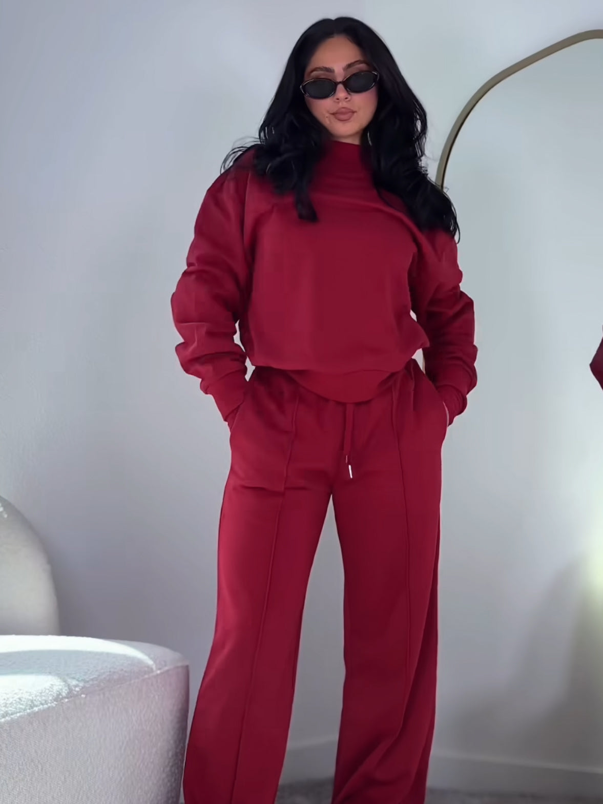 Charmed Sweatshirt for Women - Soft & Cozy Cherry Red Pullover Hoodie | Perfect for Casual Wear, Lounge & Fall Outfits