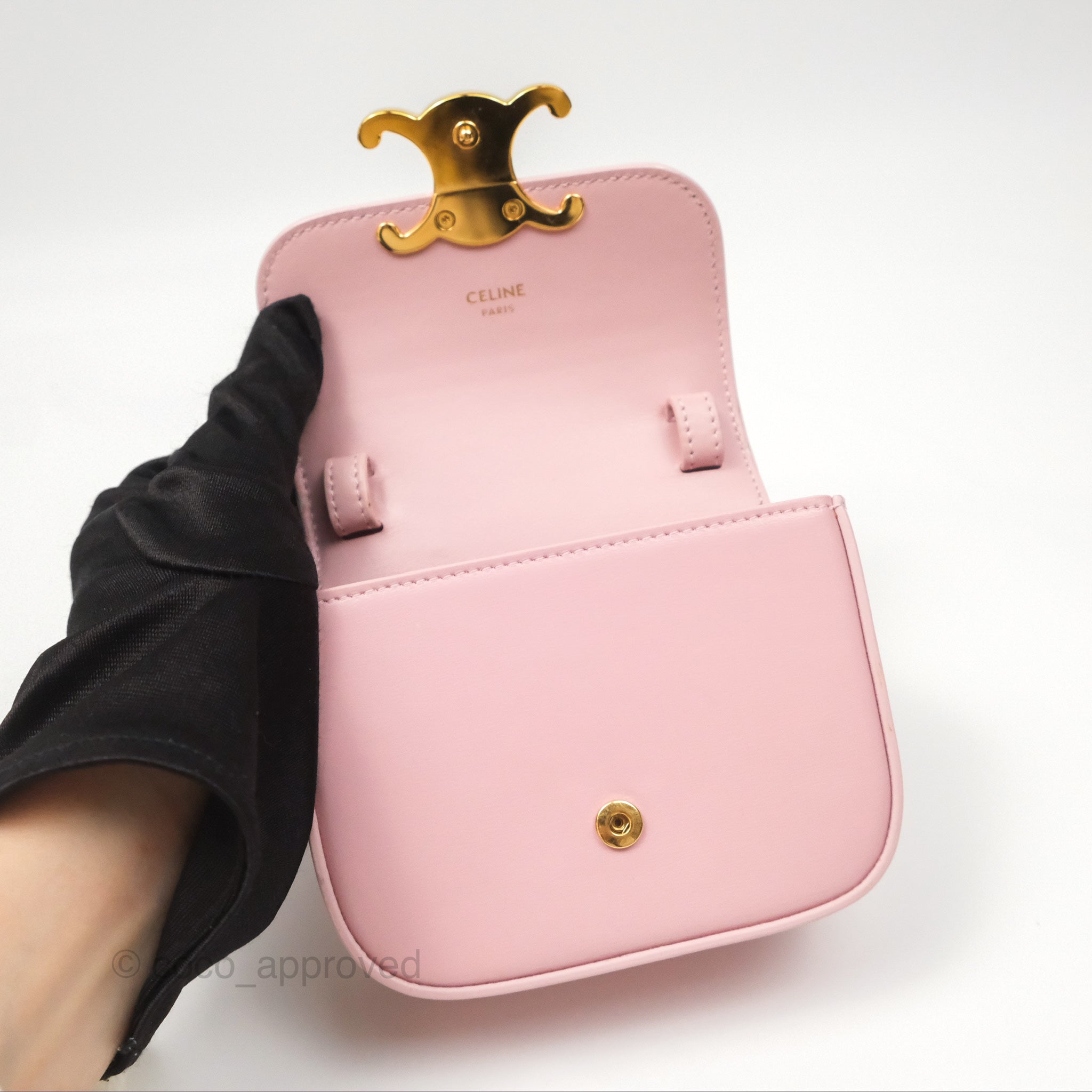 Celine Mini Triomphe Bag in Shiny Pink Calfskin Leather - Perfect for Women's Everyday Luxury & Evening Out