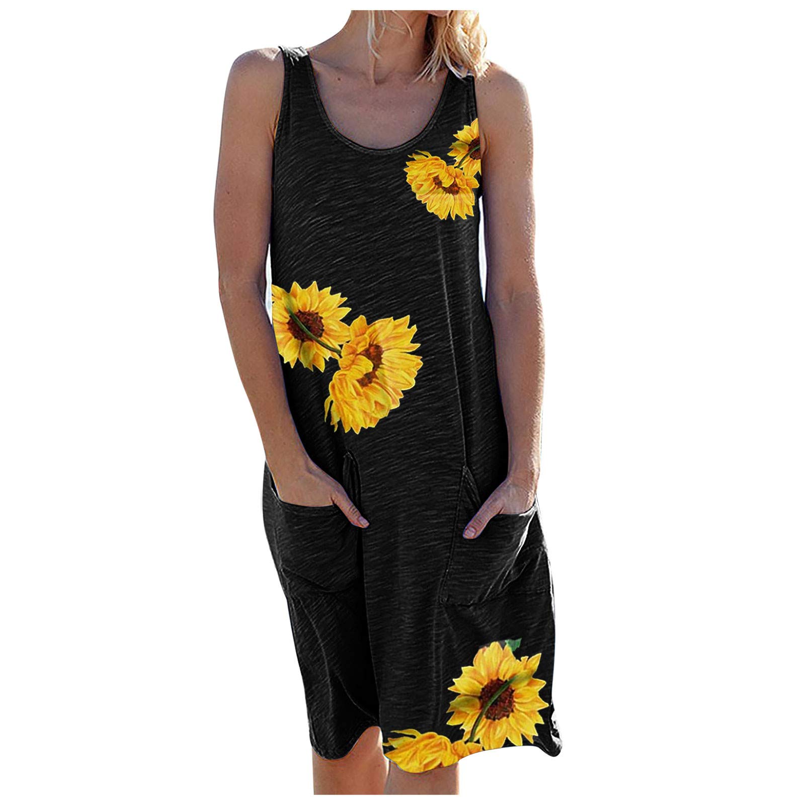 Smooto Women's Casual Short Sleeve Linen Maxi Dress - Loose Fit Summer Long Dress with Pants in Black (Size 5, Medium) | Beach Vacation, Outdoor Picnic, Boho Chic Outfit