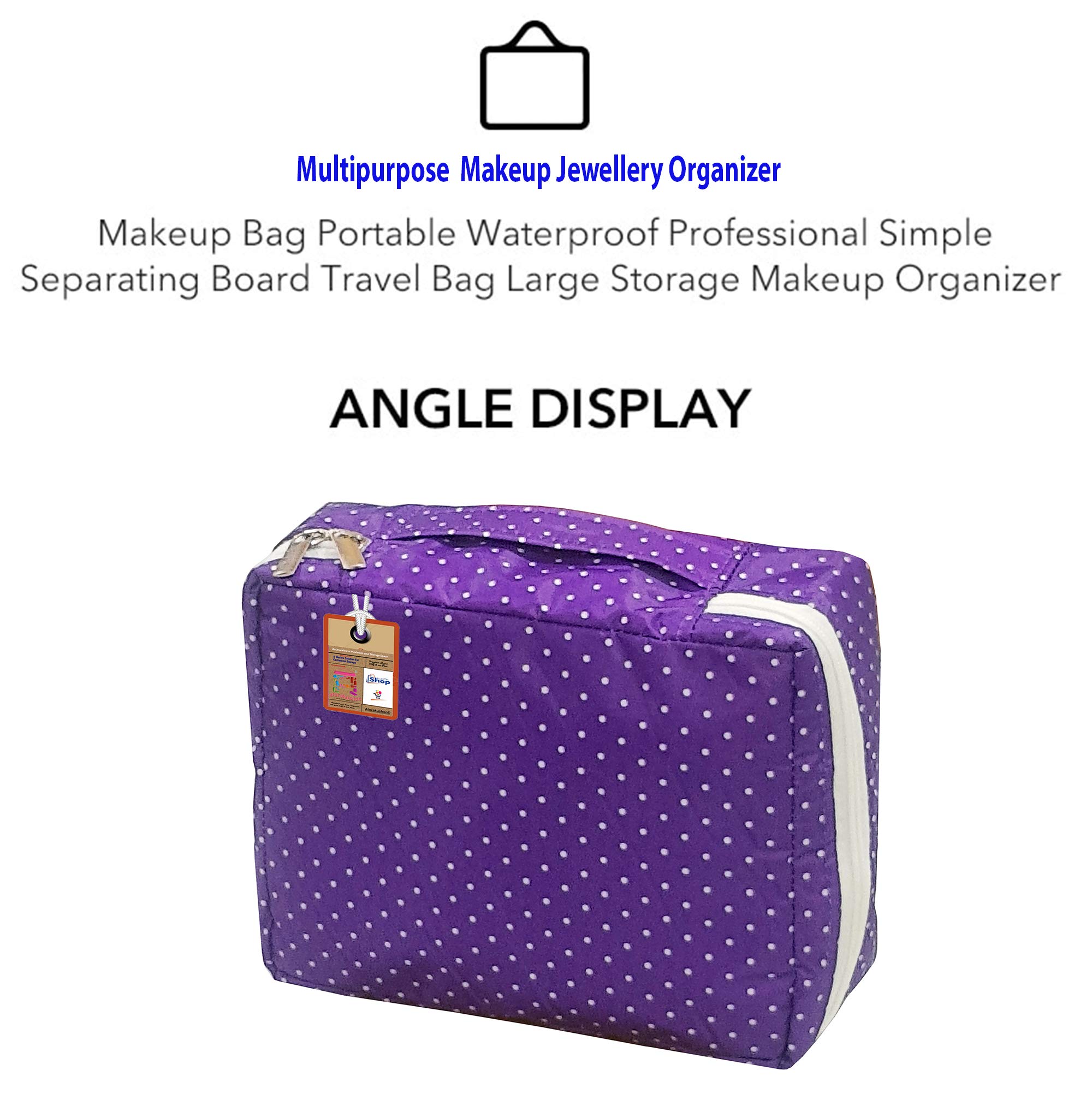 Atorakushon® Purple Fabric Makeup & Jewelry Organizer Pouch - Travel Cosmetic Case, Vanity Box for Women - Perfect for Travel, Home & Daily Use