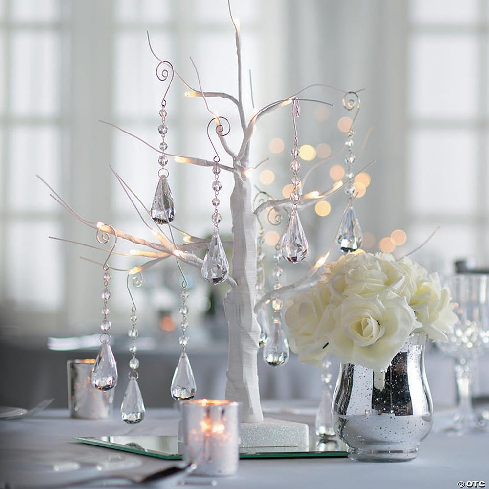 19-Inch White LED Plastic Tabletop Tree for Home Decor, Outdoor Lighting, Weddings & Events – Elegant Decorative Accent for Parties, Holidays & Special Occasions