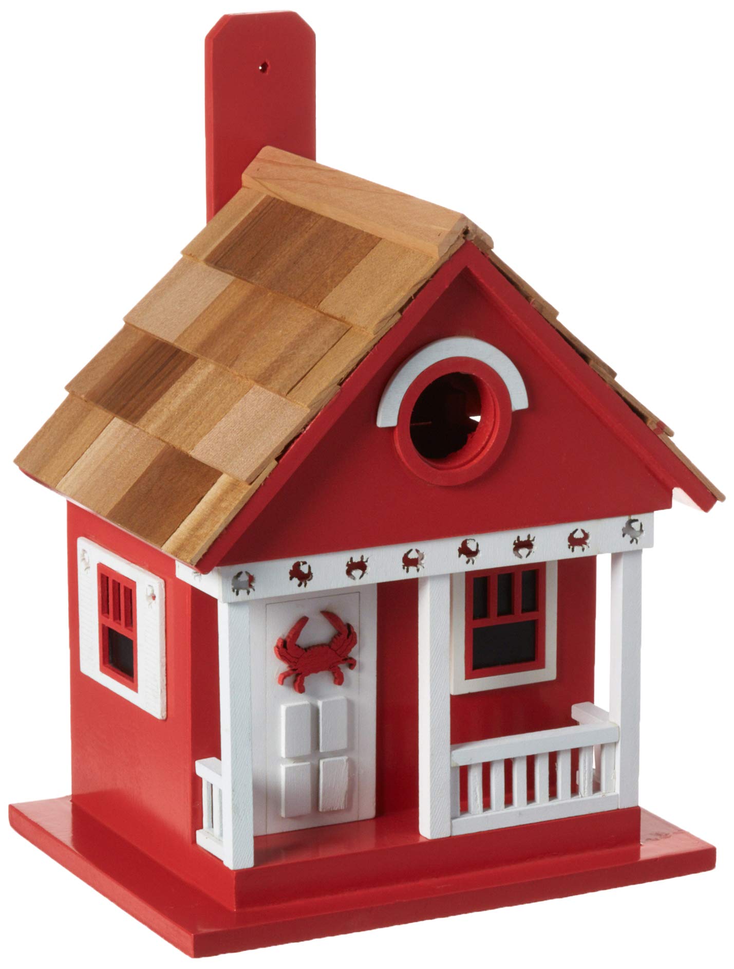 Red Crab Cottage Birdhouse for Garden Decor - Handmade Wooden Bird House for Outdoor & Backyard Use