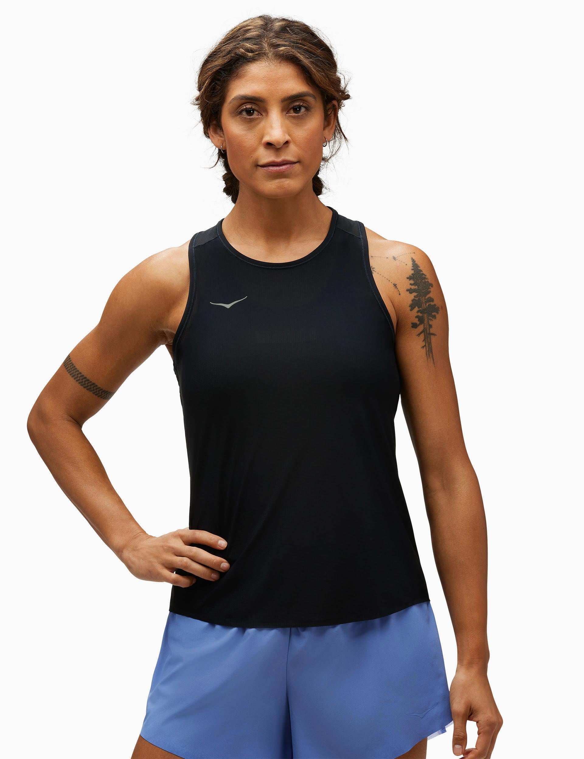 AIROLITE Run Tank Top for Women - Breathable Black Workout Shirt for Running, Yoga & Gym - Lightweight & Moisture-Wicking Activewear