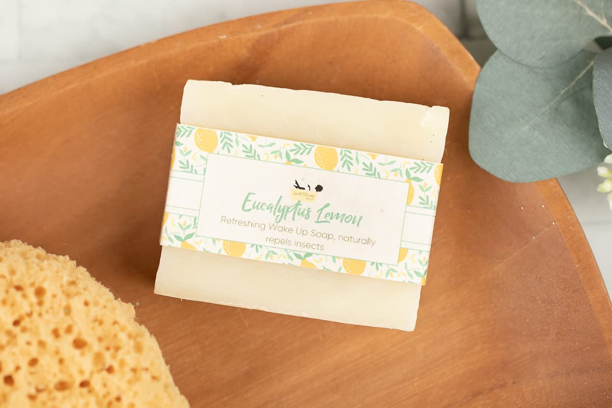 Natural Eucalyptus Lemon Soap Bar - Refreshing & Antibacterial Handmade Soap for Shower, Bath & Gift - Organic Essential Oils for Skin Care & Aromatherapy