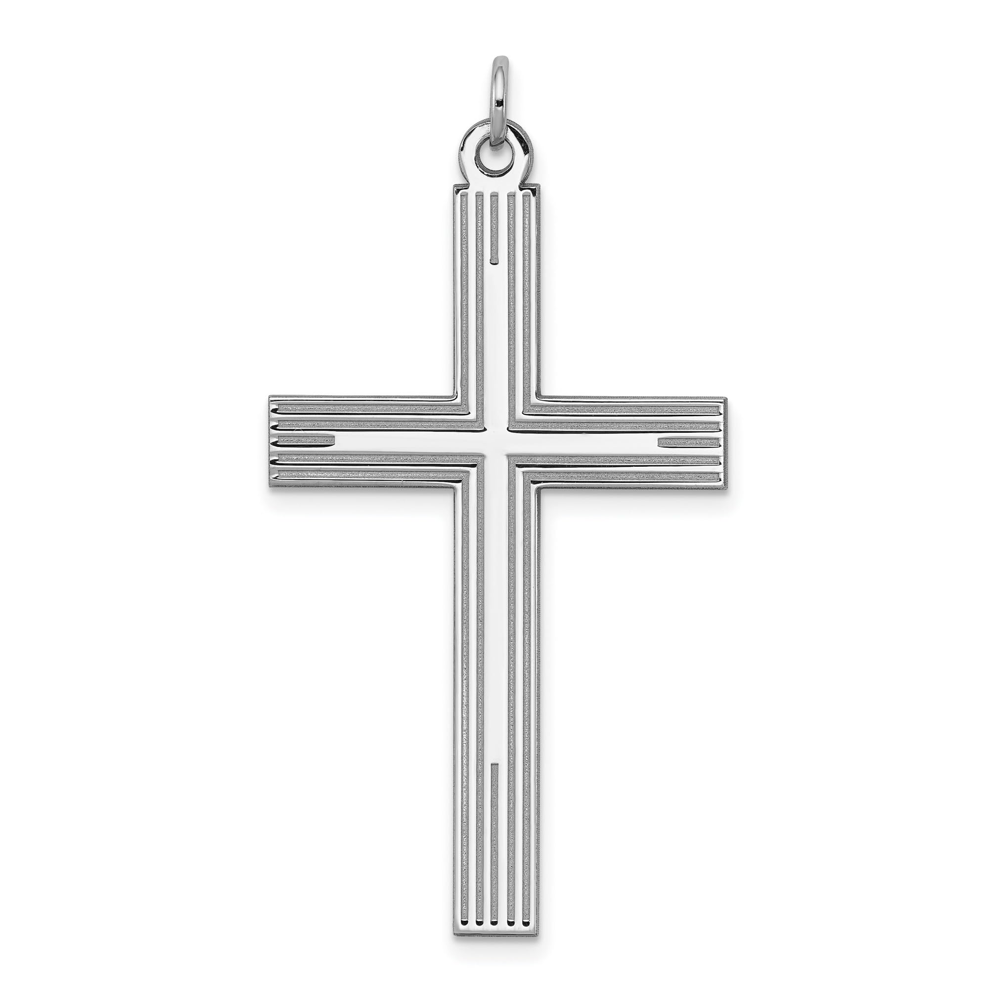 925 Sterling Silver Laser Engraved Cross Pendant Necklace - 39mm x 23mm Religious Jewelry for Women & Men - Perfect for Baptism, Confirmation & Everyday Faith Wear