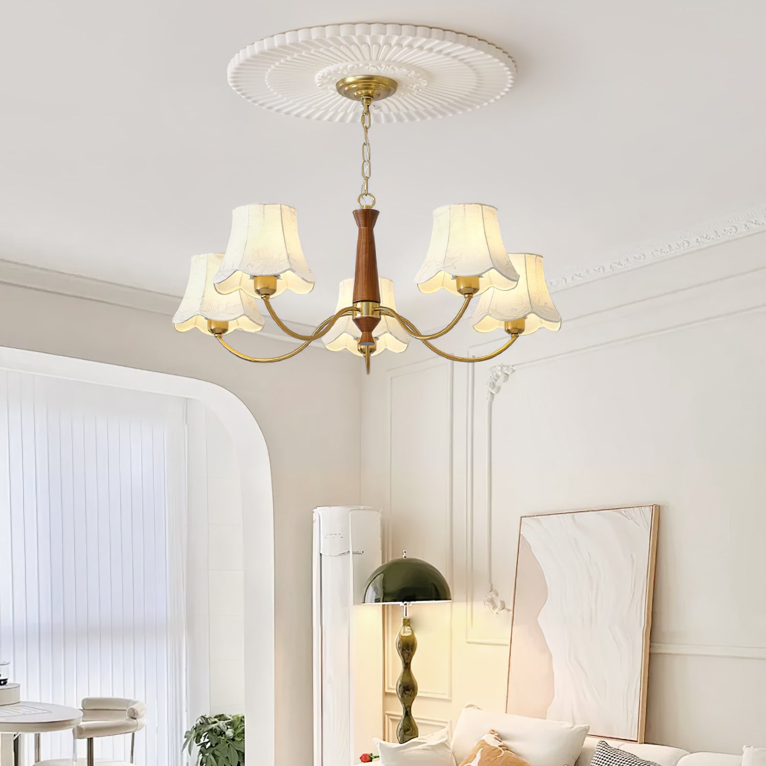 Elegant Alyssa Fabric Chandelier - Modern Ceiling Light Fixture for Dining Room, Bedroom & Living Room Decor | Energy Efficient LED Lighting Solution for Home Interior Design