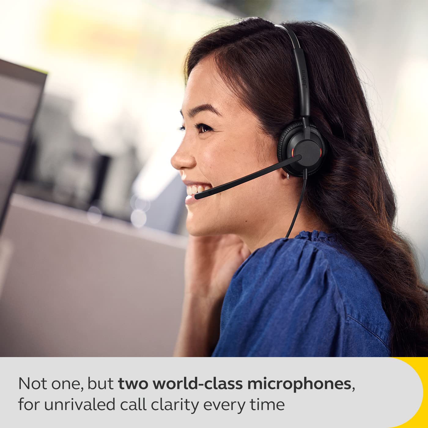 Jabra Engage 40 Wired Stereo Headset with Noise-Cancelling Microphone & USB-A Cable - Ultra-Lightweight Office Headphones for Zoom, Teams, Unify - Perfect for Remote Work, Call Centers & Video Conferencing (Black)