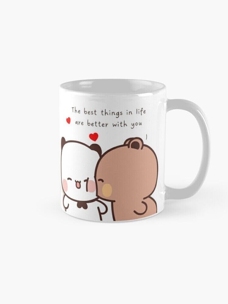 350ml White Tea & Coffee Mug - Best Gift for Bubu Dudu Lovers | CRAFT MANIACS Ceramic Cup for Home, Office & Gifts | 'Best Things in Life are Better with You' Quote