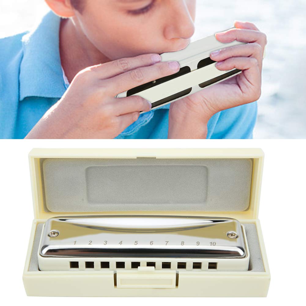 F Key Blues Harmonica - Diatonic Resin Wind Instrument for Kids, Adults & Beginners (White) | Perfect for Music Lessons, Blues Performances & Travel